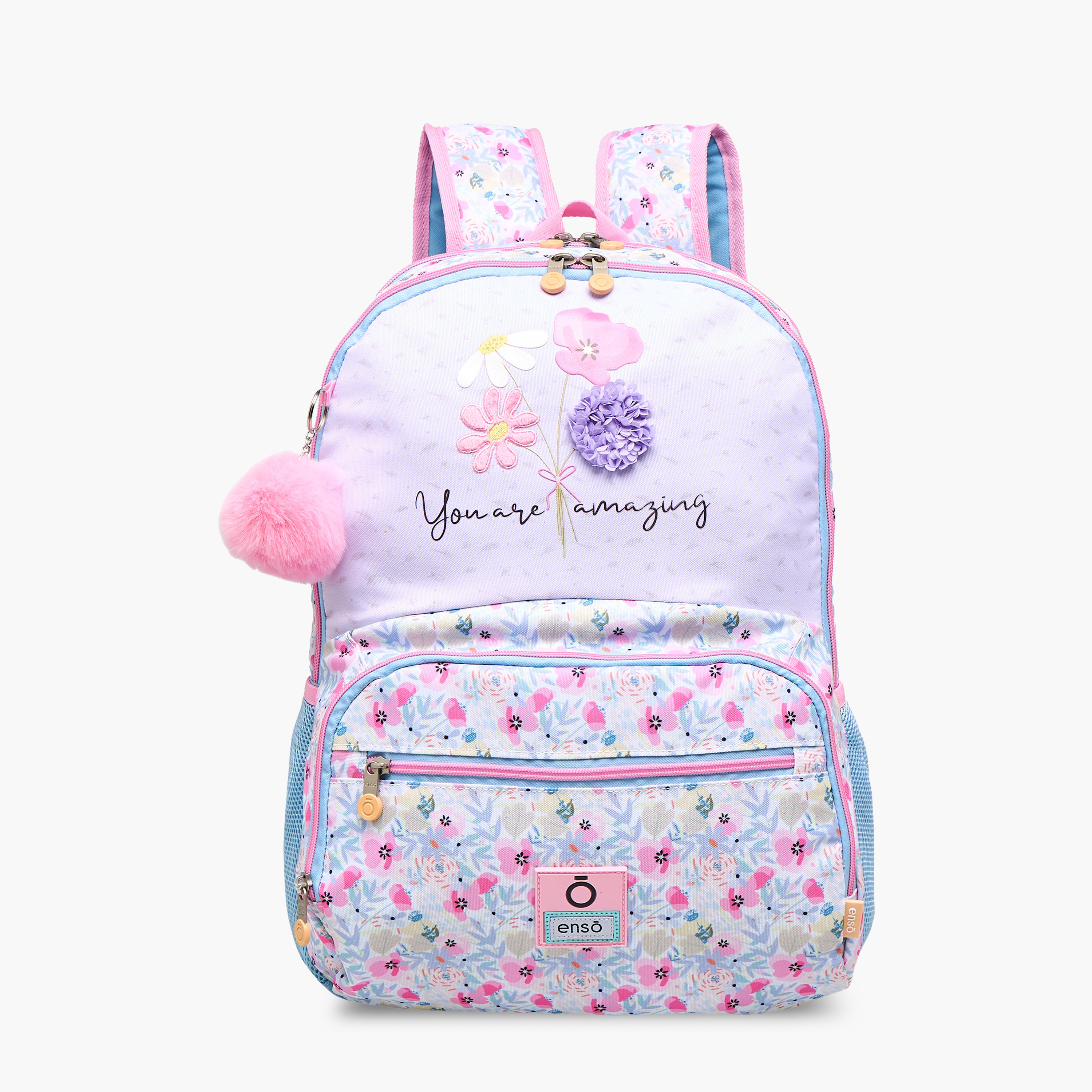 Floral Print Backpack with Adjustable Shoulder Straps and Zip Closure - 33X46X17 cms-promo_LS20_OMN-image-1