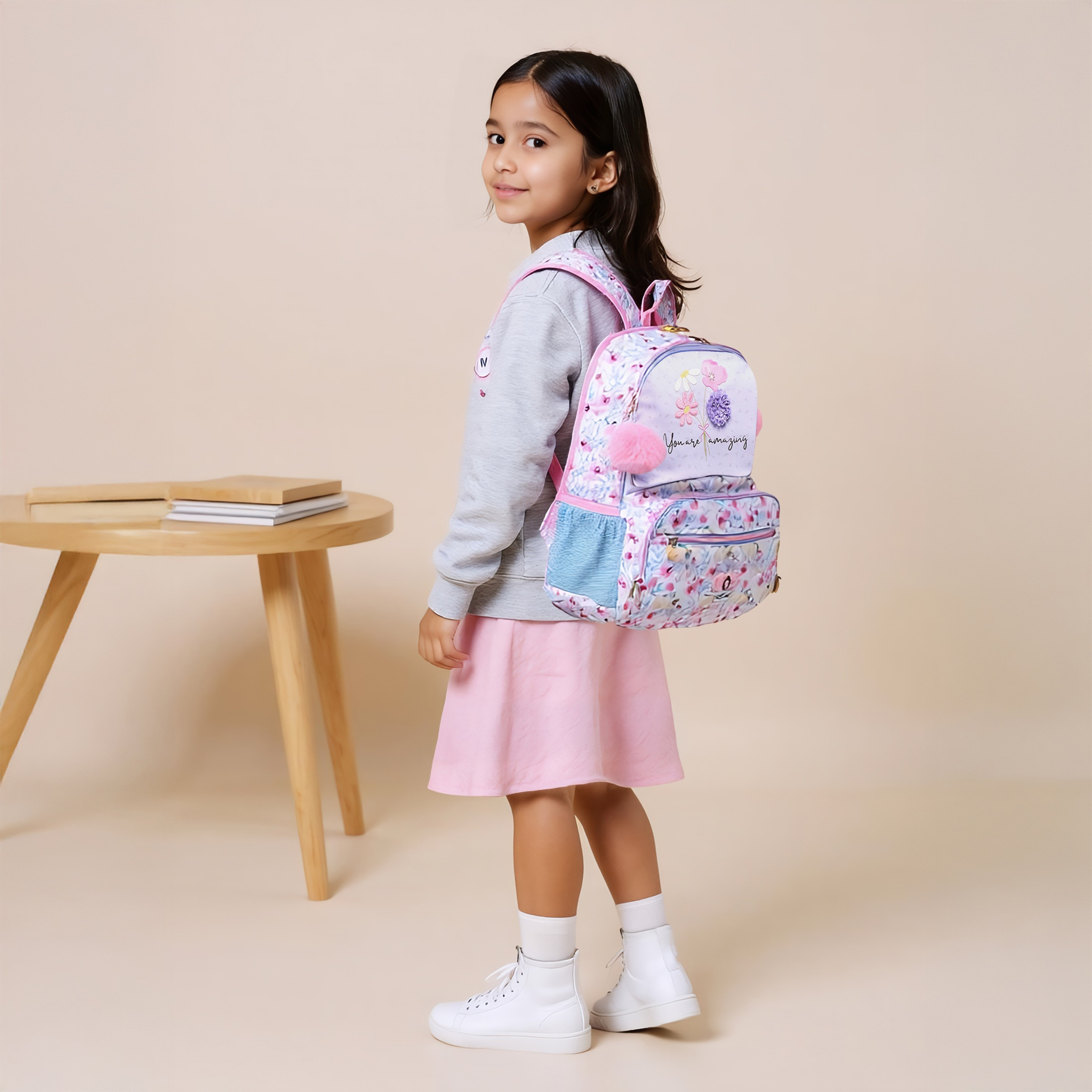 Floral Print Backpack with Adjustable Shoulder Straps and Zip Closure - 33X46X17 cms-promo_LS20_OMN-image-2