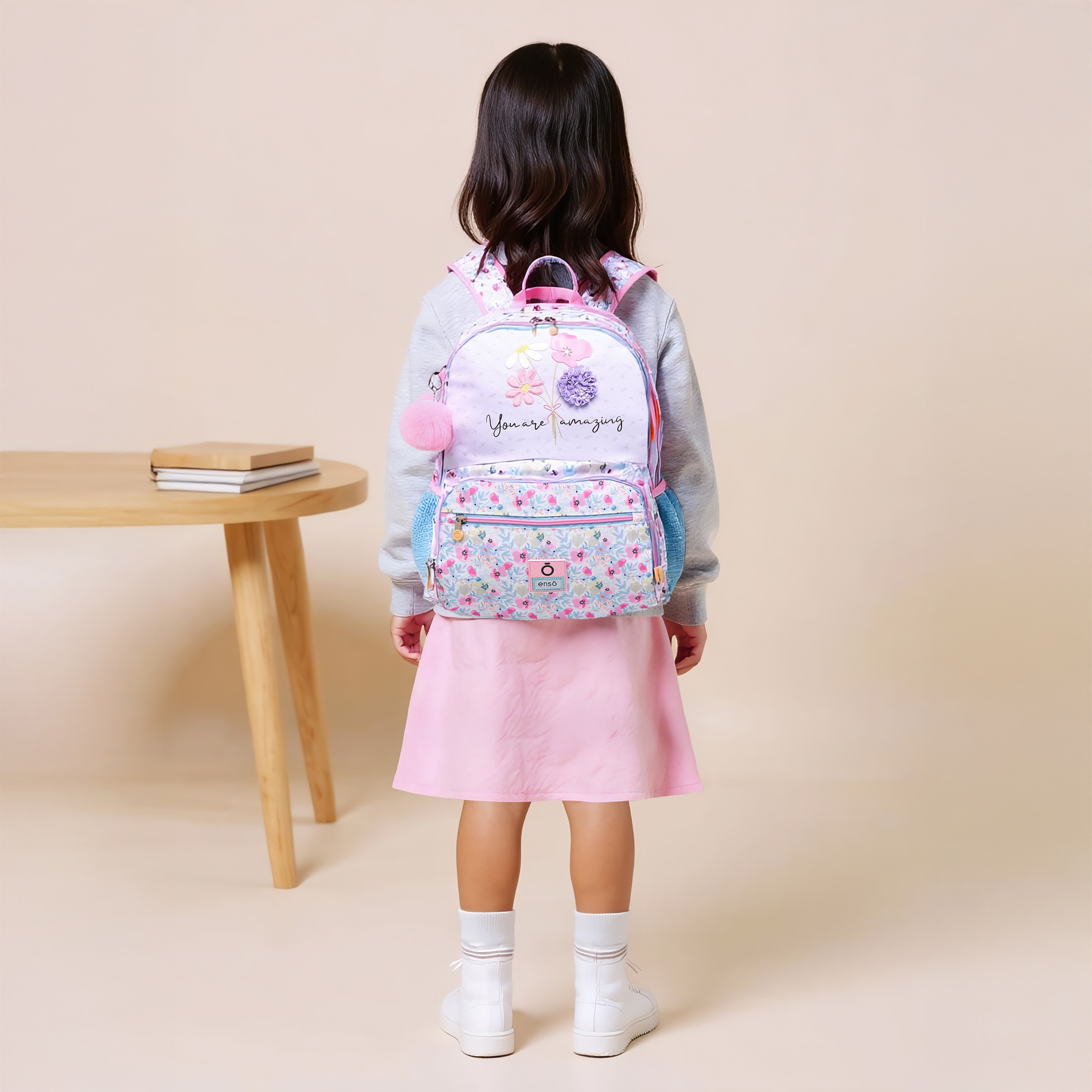 Floral Print Backpack with Adjustable Shoulder Straps and Zip Closure - 33X46X17 cms-promo_LS20_OMN-image-3