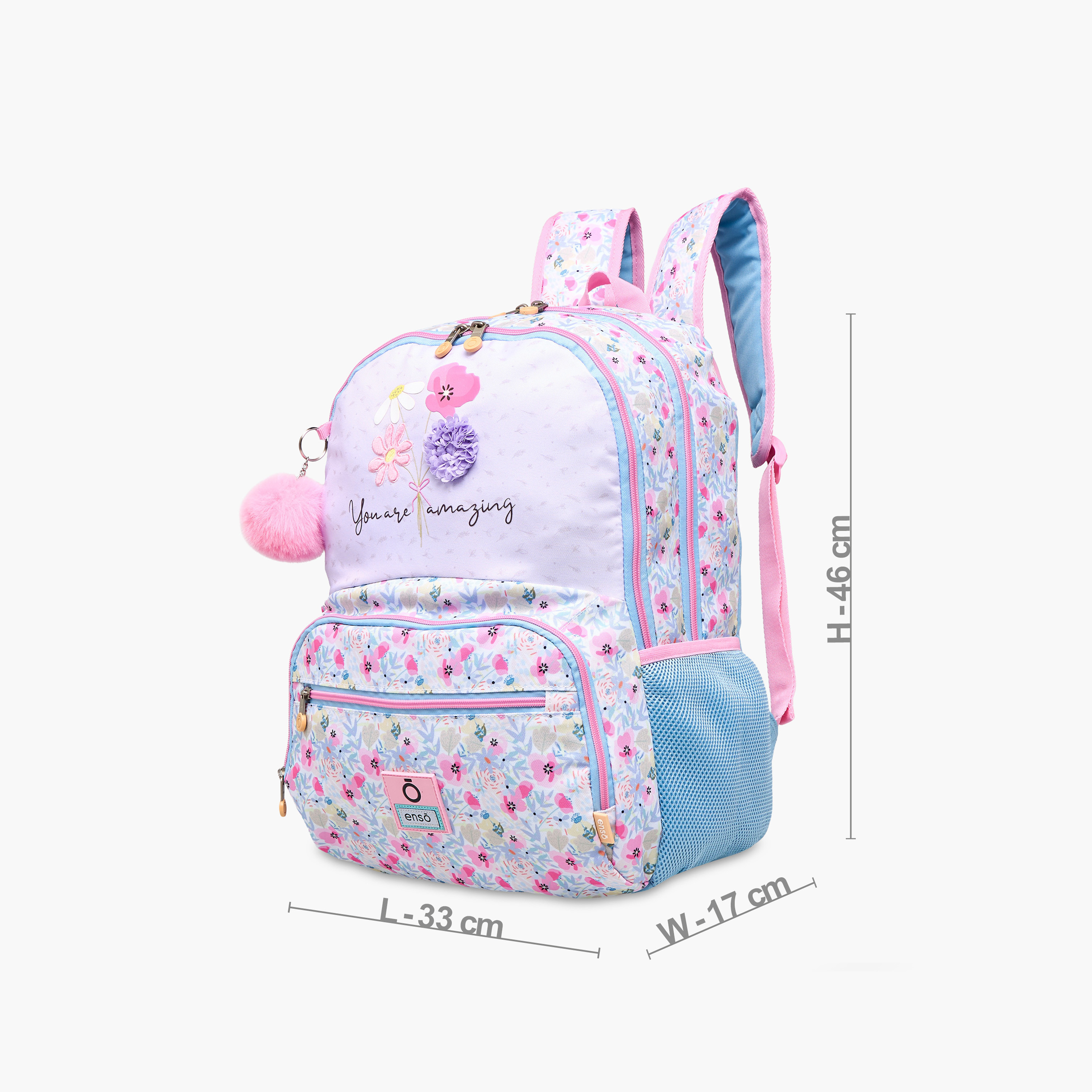 Floral Print Backpack with Adjustable Shoulder Straps and Zip Closure - 33X46X17 cms-promo_LS20_OMN-image-4