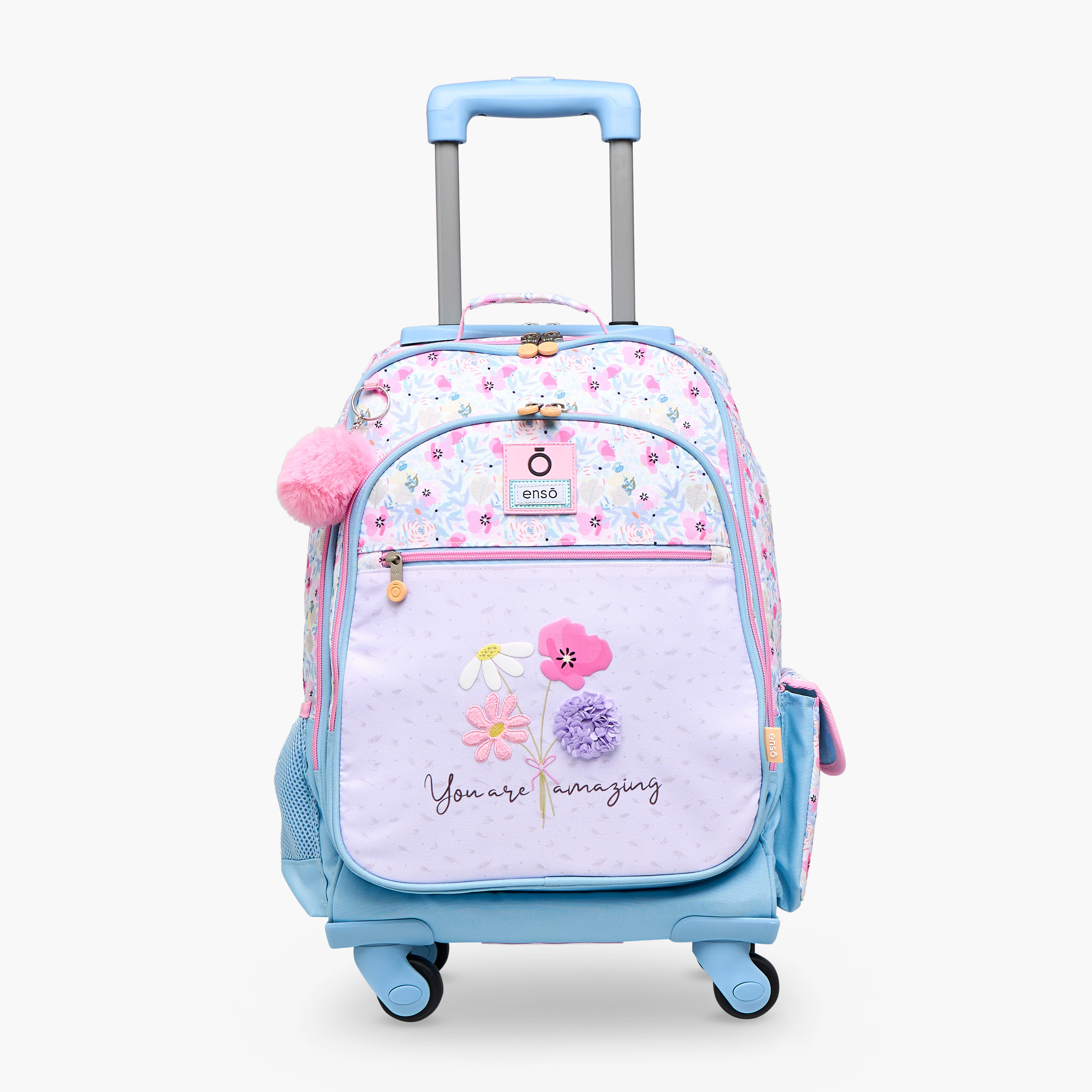 Enso Floral Trolley Bag for Girls 8-13 Years with Retractable Handle -school-bagsandbackpacks-trolleybags-image-1