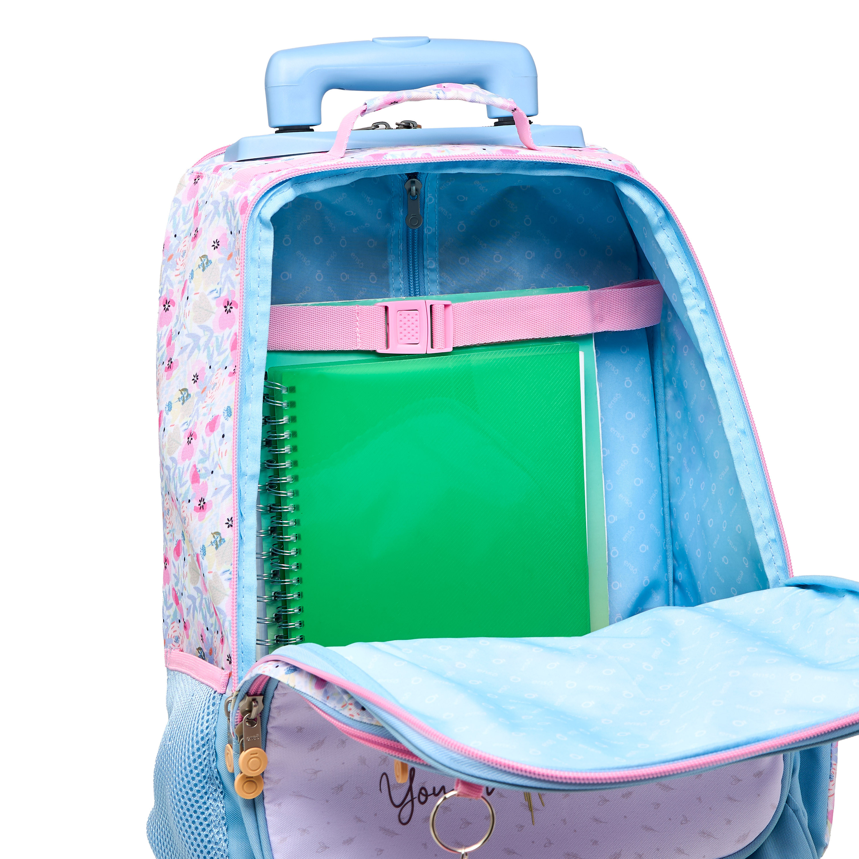 Enso Floral Trolley Bag for Girls 8-13 Years with Retractable Handle -school-bagsandbackpacks-trolleybags-image-17