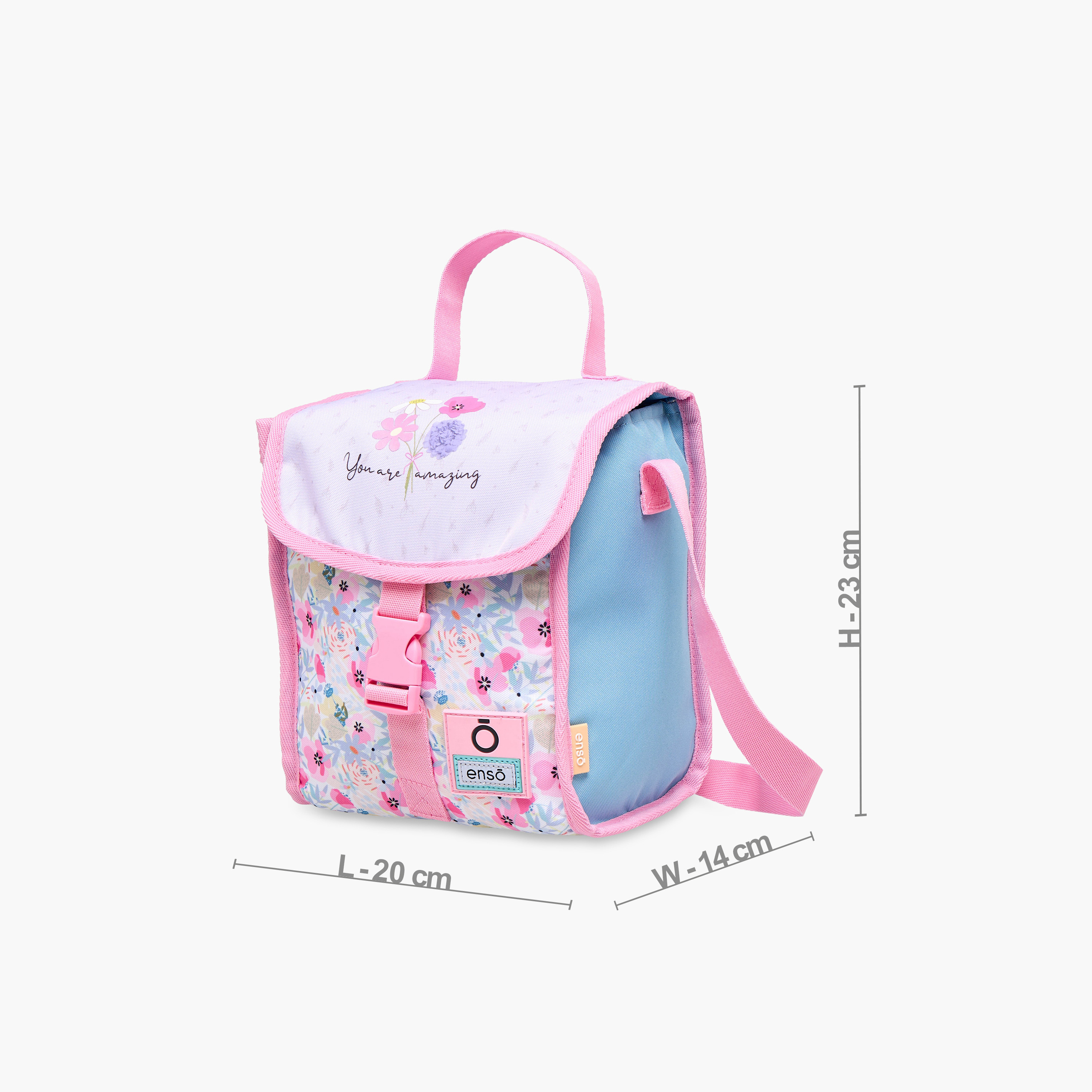 Enso Floral Print Lunch Bag with Adjustable Strap and Buckle Closure-school-lunchessentials-lunchbags-image-2
