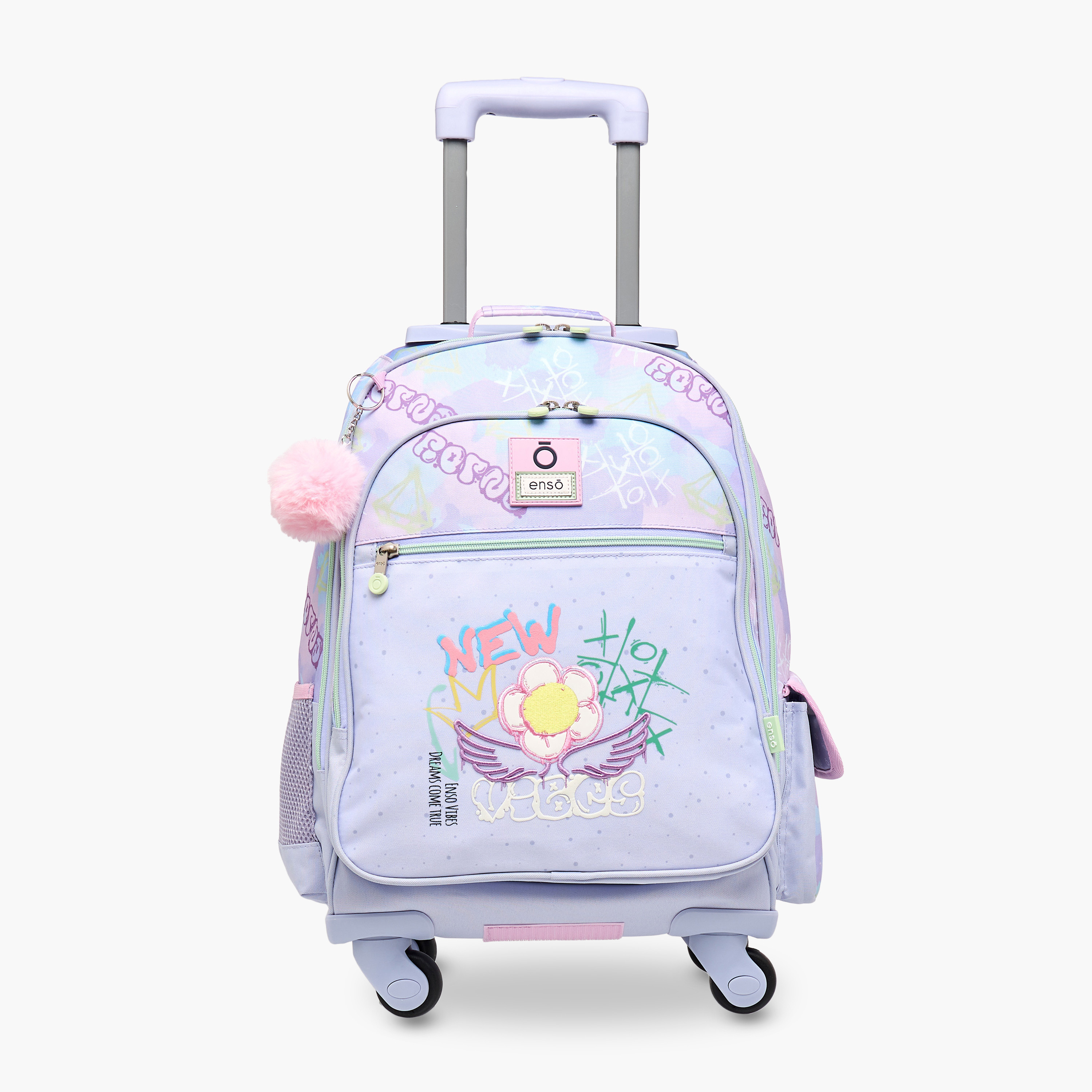 شنطة ترولي للبنات 8-13 سنة بمقبض قابل للسحب وتصميم جرافيتي من إينسو-school-bagsandbackpacks-trolleybags-image-1