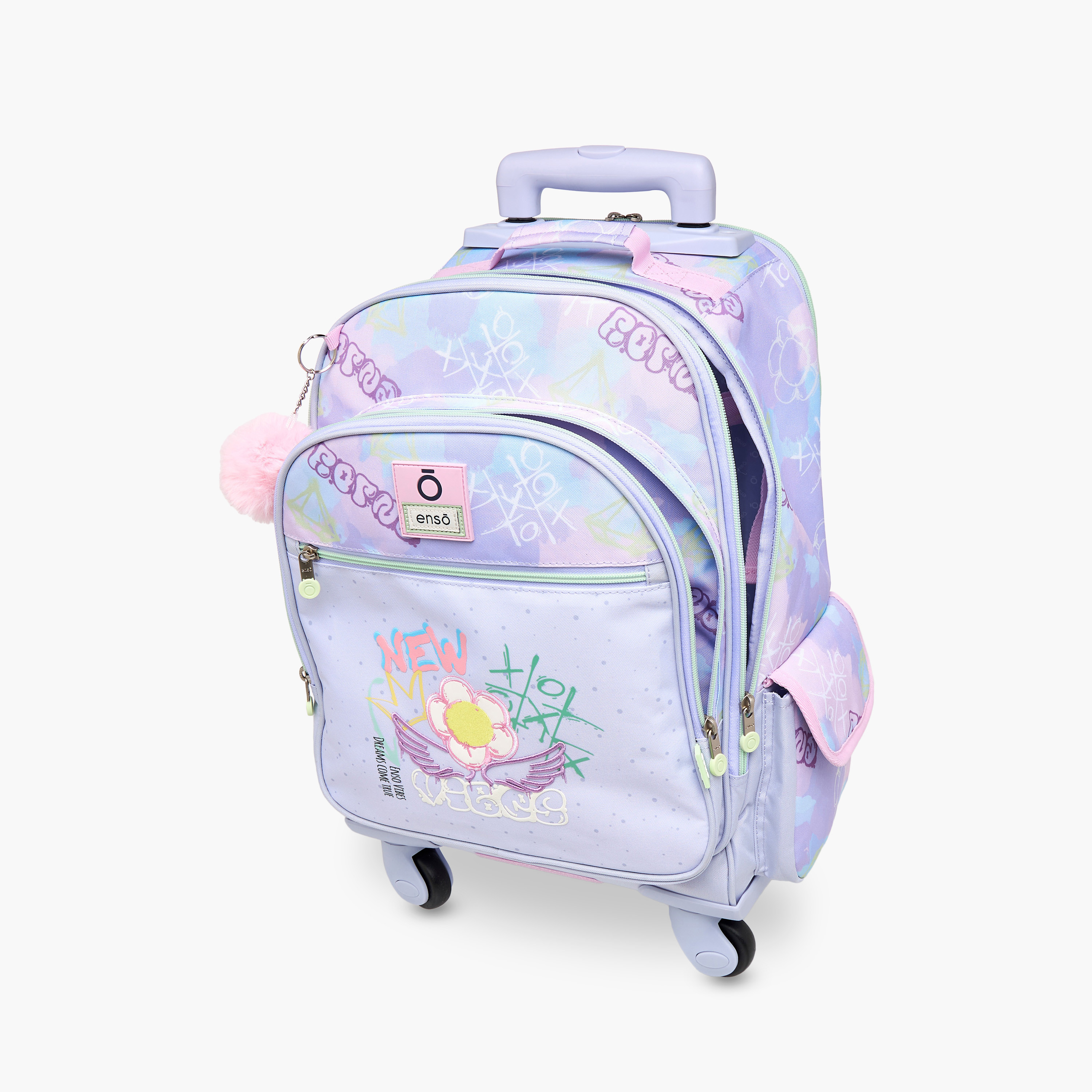 شنطة ترولي للبنات 8-13 سنة بمقبض قابل للسحب وتصميم جرافيتي من إينسو-school-bagsandbackpacks-trolleybags-image-15