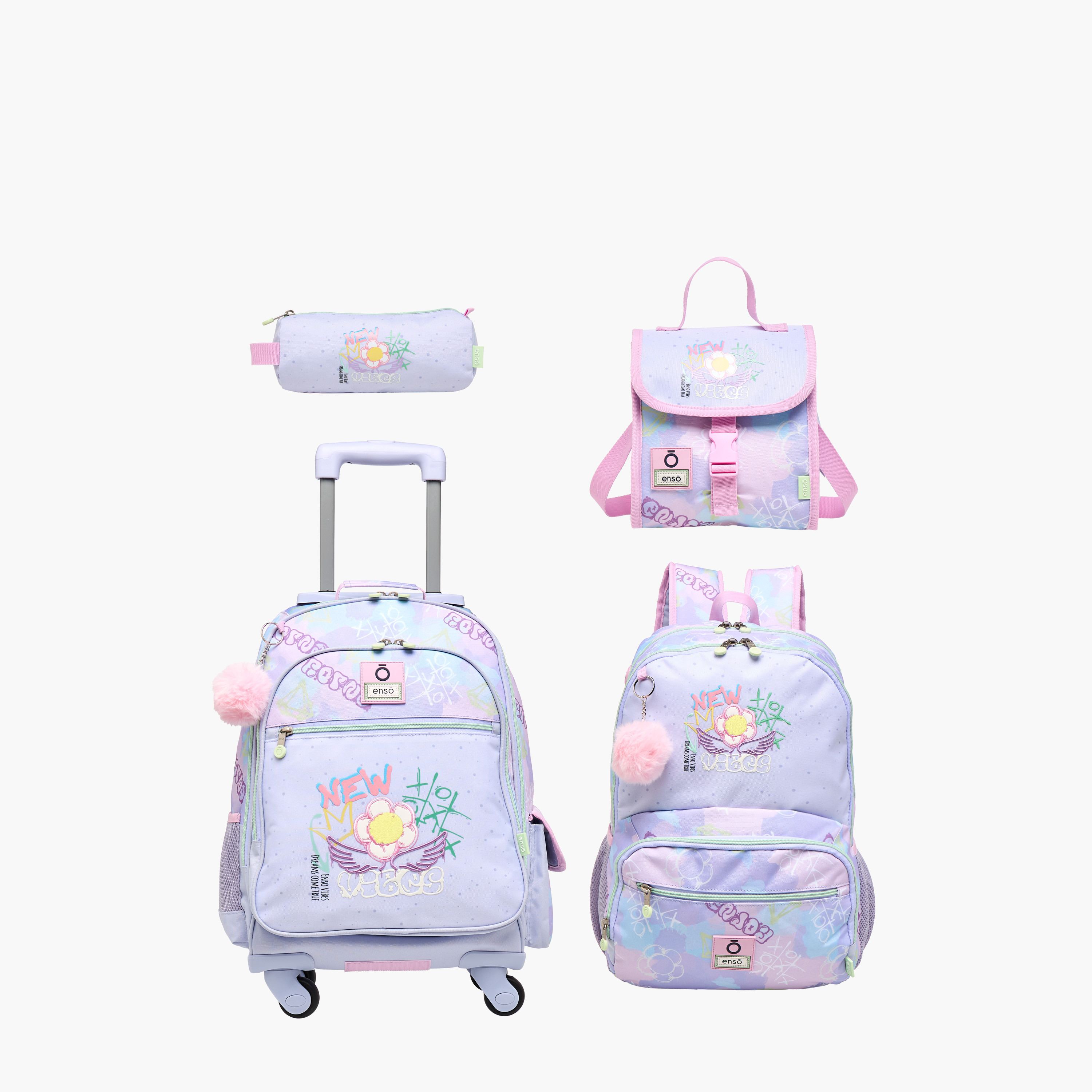 شنطة ترولي للبنات 8-13 سنة بمقبض قابل للسحب وتصميم جرافيتي من إينسو-school-bagsandbackpacks-trolleybags-image-17