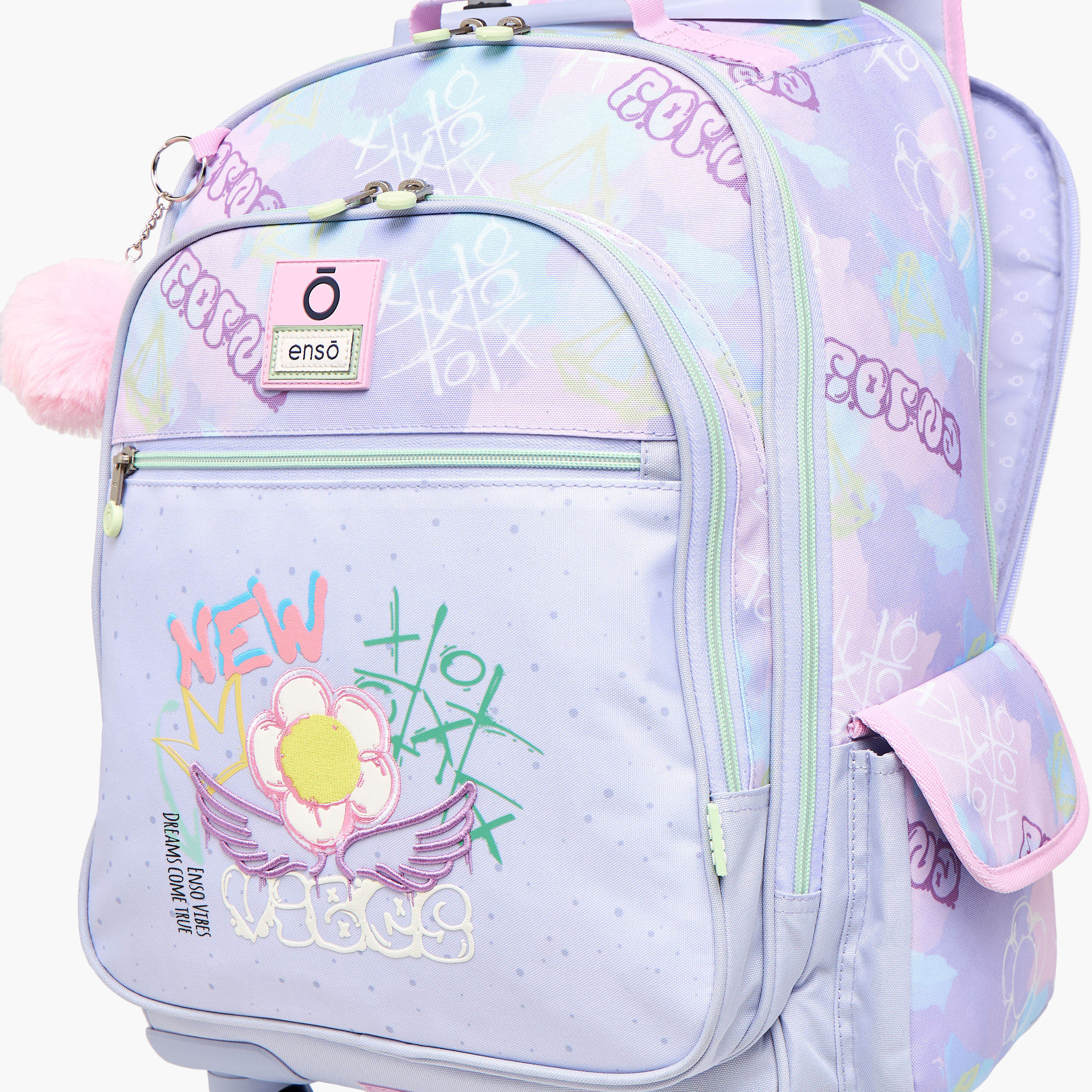 شنطة ترولي للبنات 8-13 سنة بمقبض قابل للسحب وتصميم جرافيتي من إينسو-school-bagsandbackpacks-trolleybags-image-9