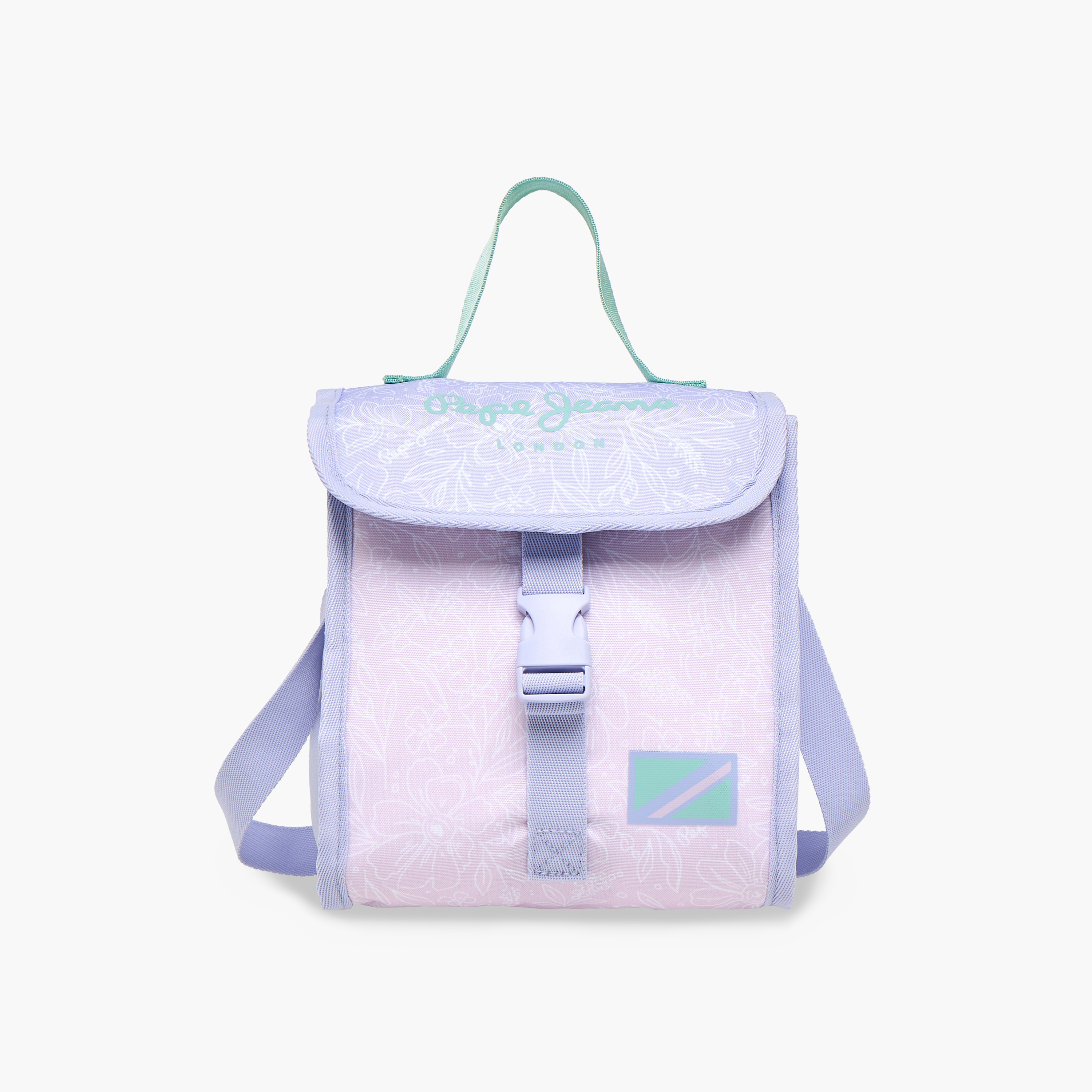 Pepe Jeans Floral Print Lunch Bag with Adjustable Strap and Buckle Closure-school-lunchessentials-lunchbags-image-1