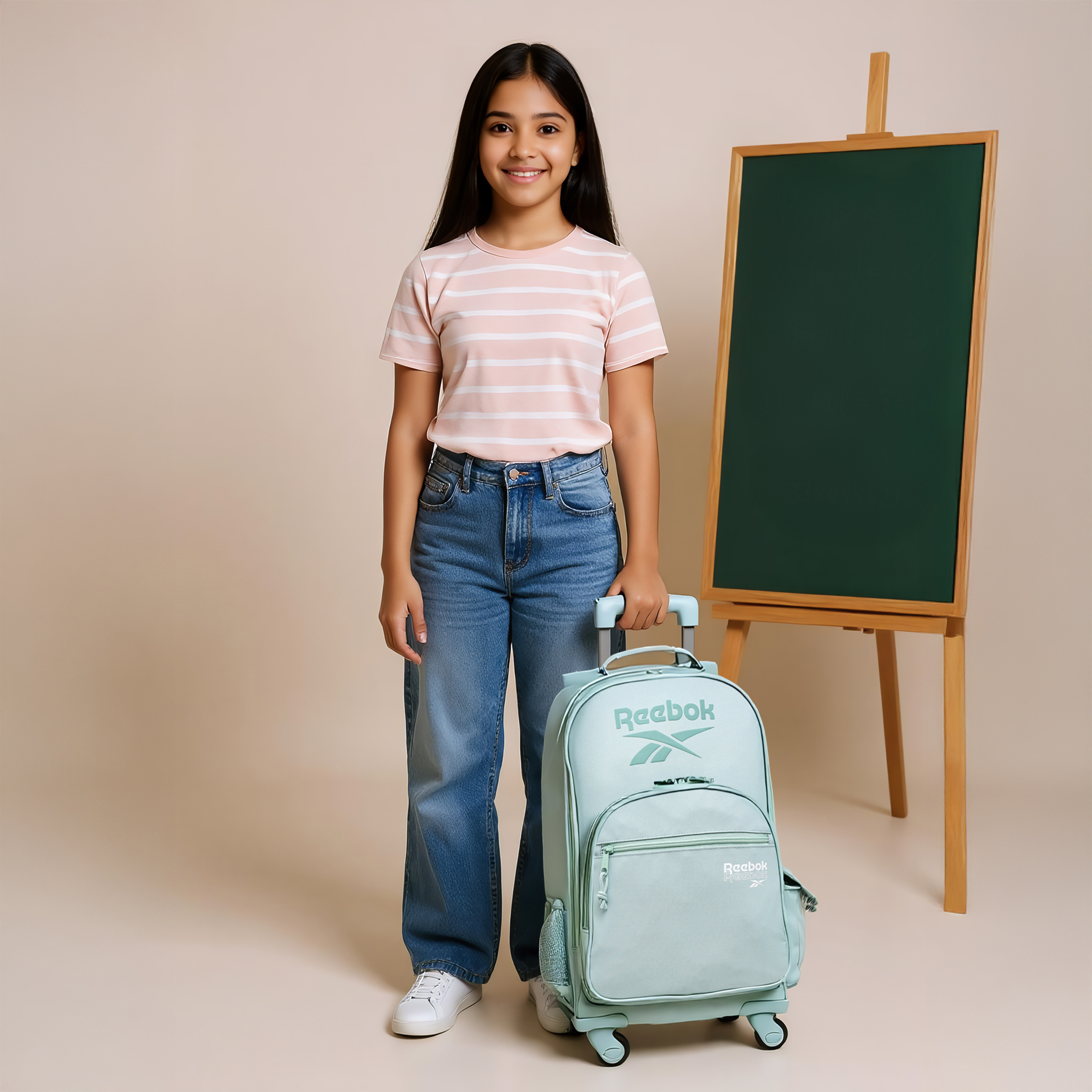 Reebok Solid Trolley Bag for Girls 8-13 Years with Retractable Handle -school-bagsandbackpacks-trolleybags-image-2