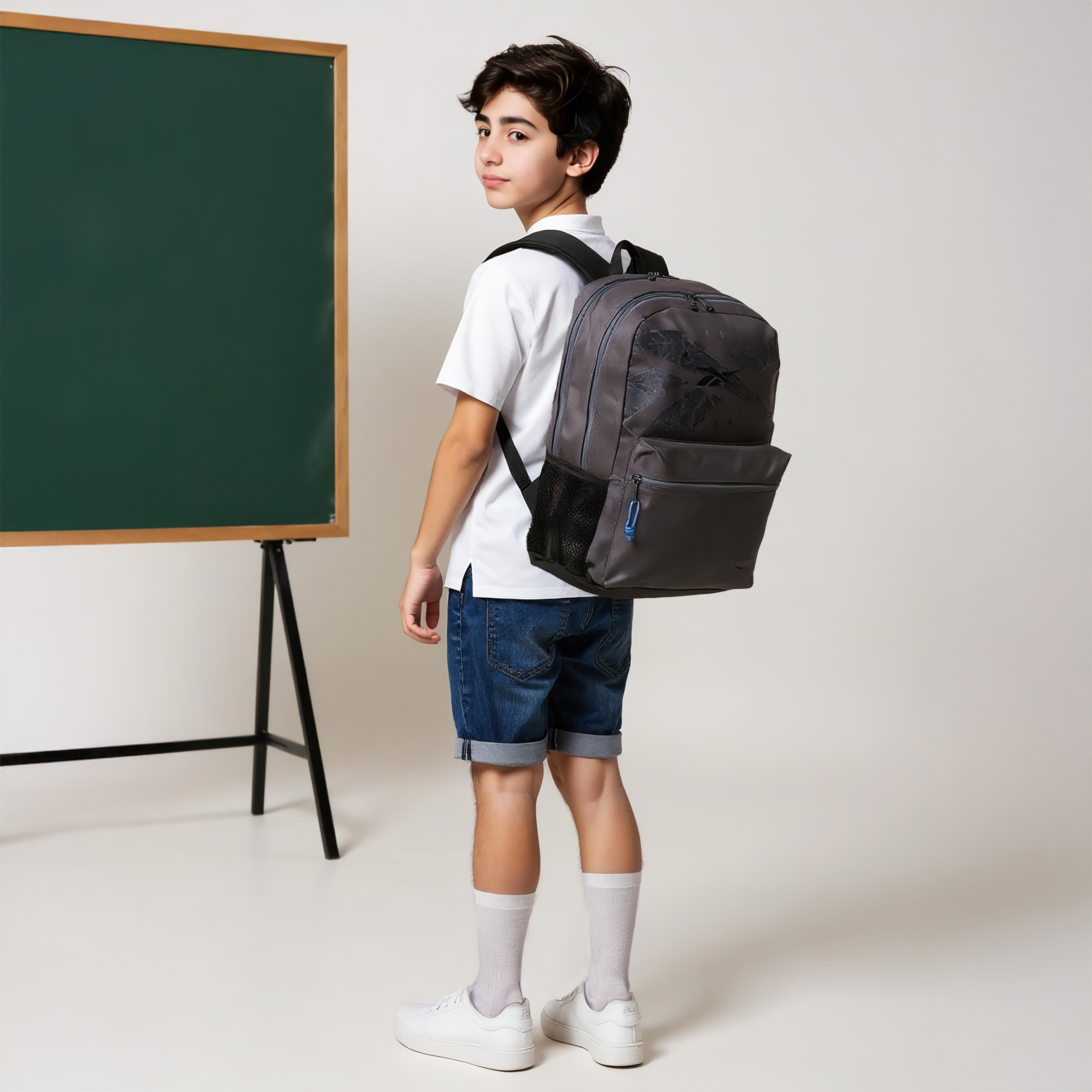 Reebok Stam Logo Print Backpack with Adjustable Straps and Zip Closure - 20x23x14 cms-promo_LS20_OMN-image-2