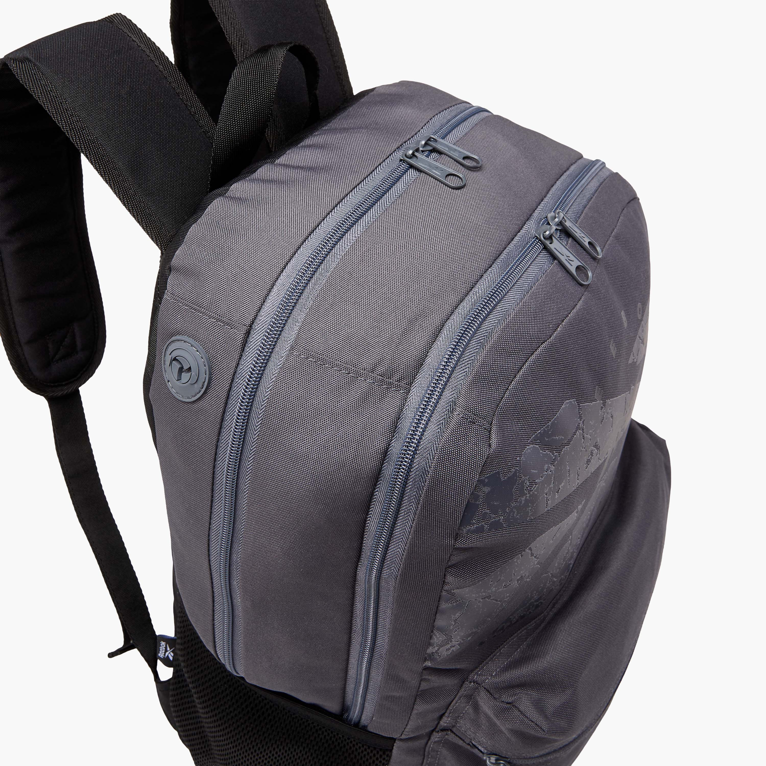 Reebok Stam Logo Print Backpack with Adjustable Straps and Zip Closure - 20x23x14 cms-promo_LS20_OMN-image-10
