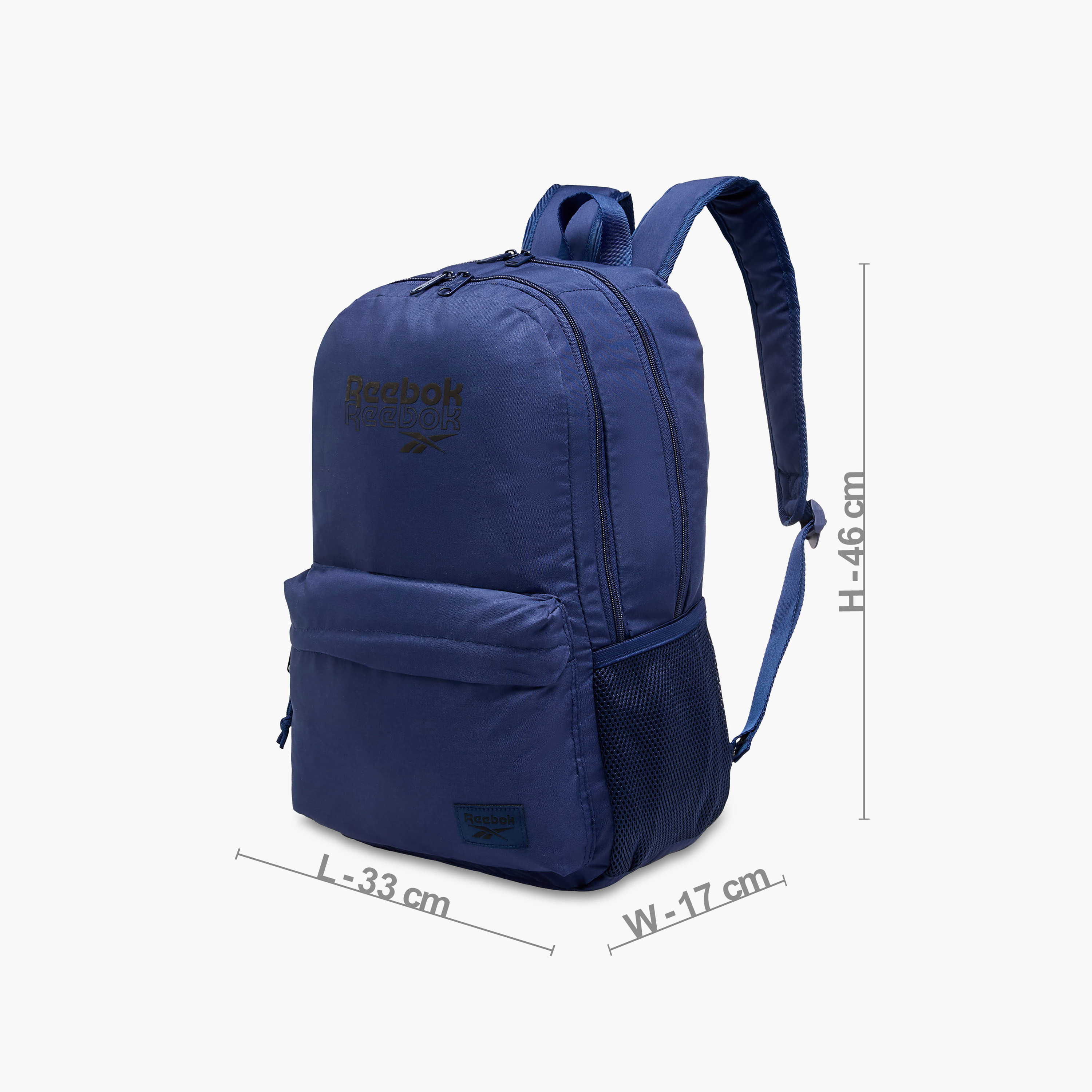 Reebok Melbourne Logo Print Backpack with Adjustable Straps and Zip Closure - 33x44x21 cms-promo_LS20_OMN-image-4