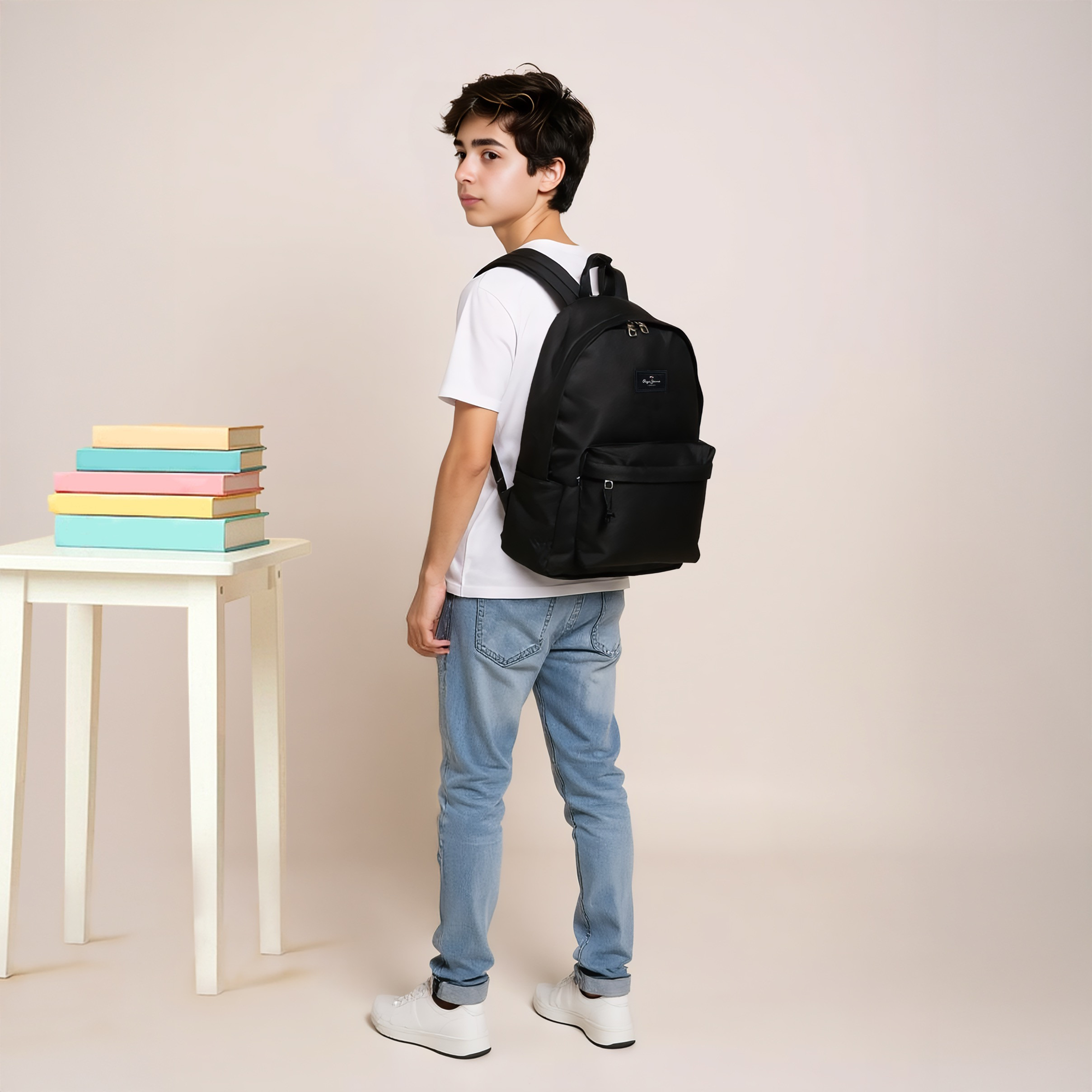 Pepe Jeans Textured Backpack with Adjustable Shoulder Straps -  33x44x21 cms-school-bagsandbackpacks-backpacks-image-2