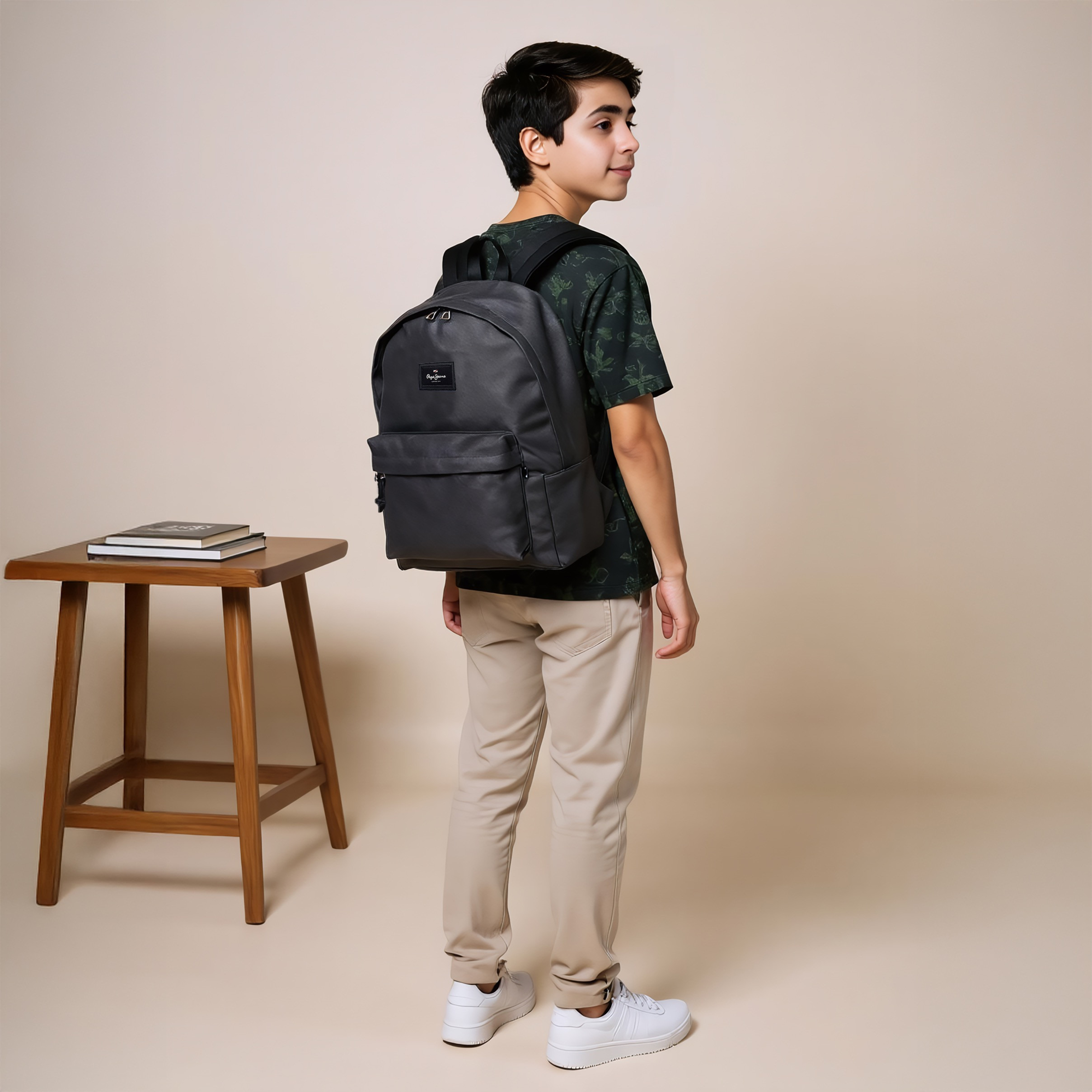 Pepe Jeans Solid Backpack with Adjustable Strap and Pencil Pouch - 33x44x21 cms-school-bagsandbackpacks-backpacks-image-2