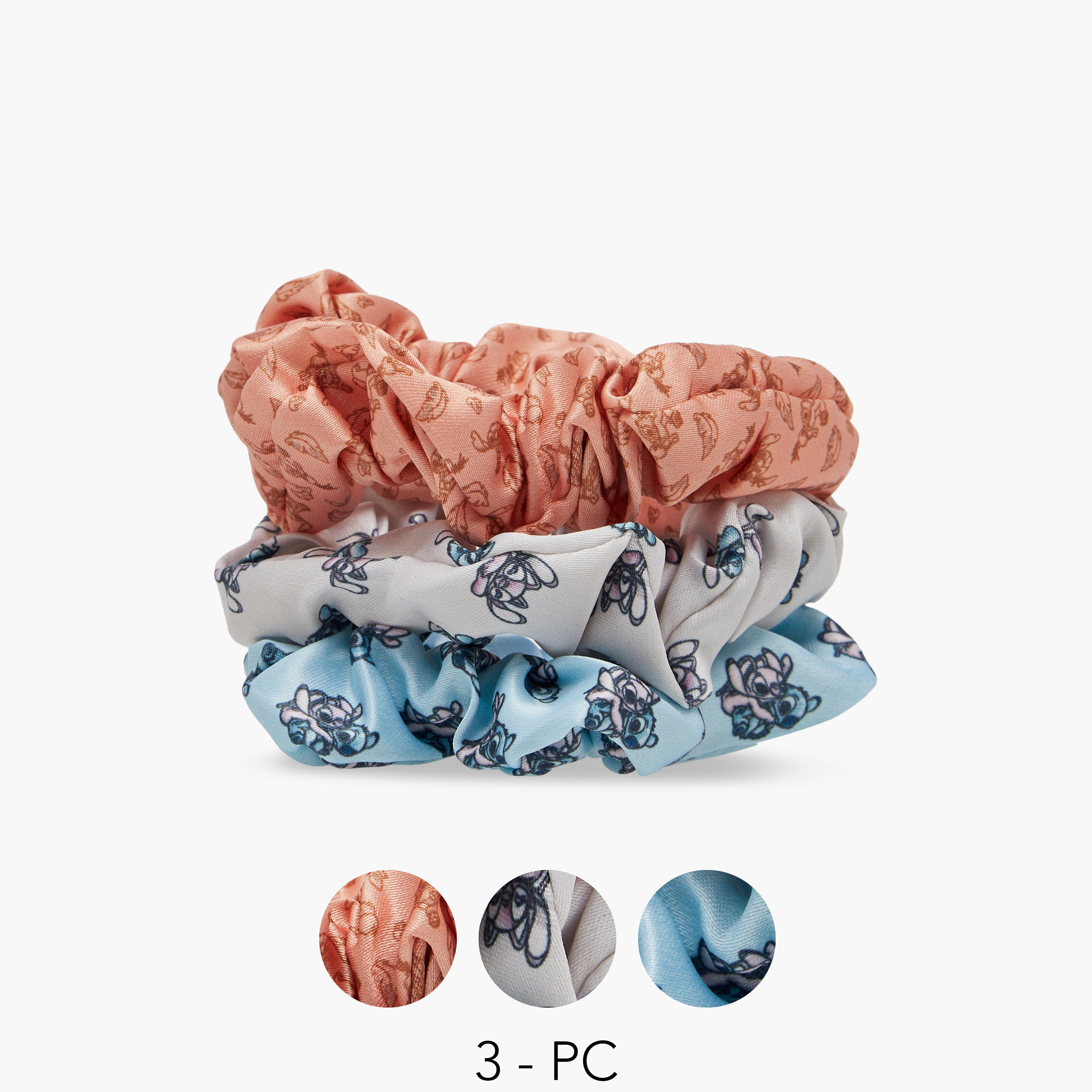 Disney Angel and Stitch Print Scrunchie - Set of 3-girls-accessories-hairaccessories-image-1