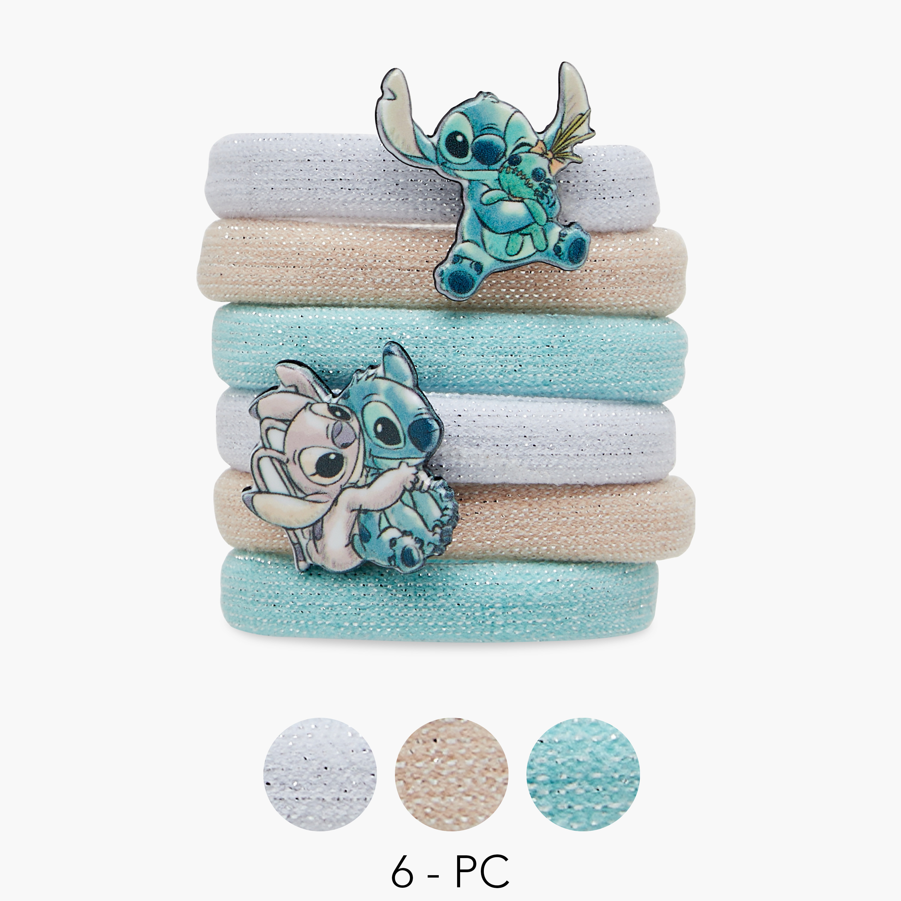 ربطة شعر بزخارف ستيتش وأنجل من ديزني - طقم من 6 قطع-girls-accessories-hairaccessories-image-1