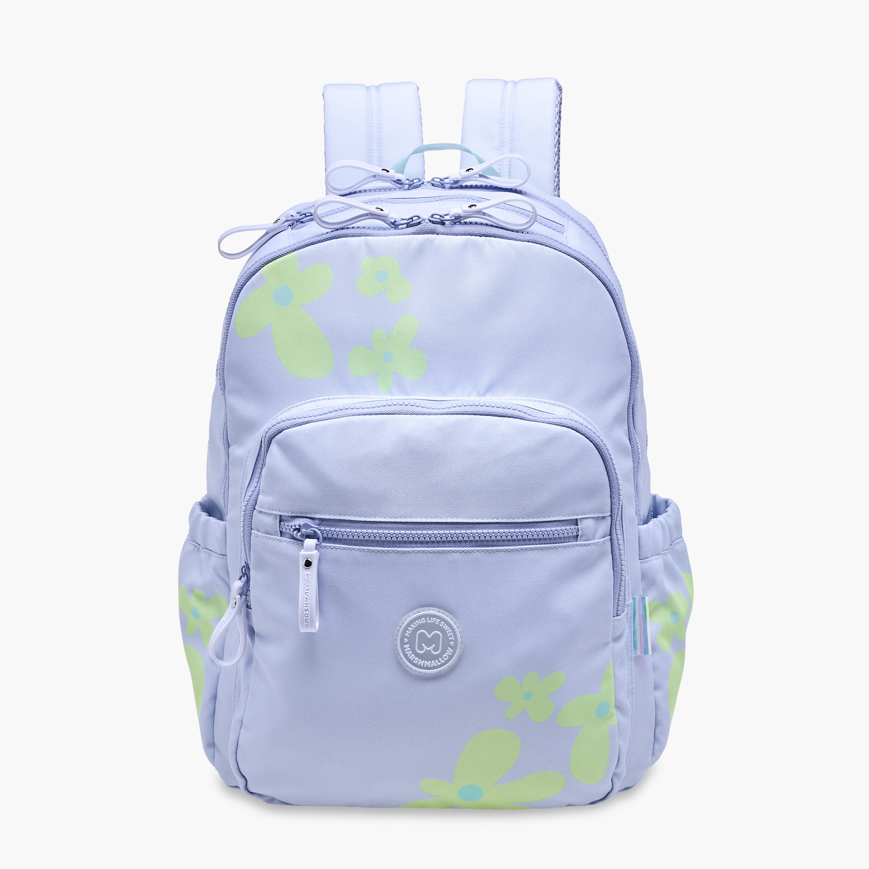 MARSHMALLOW Floral Print Backpack with Adjustable Straps and Zip Closure - 33x43x16 cms-promo_LS20_OMN-image-1