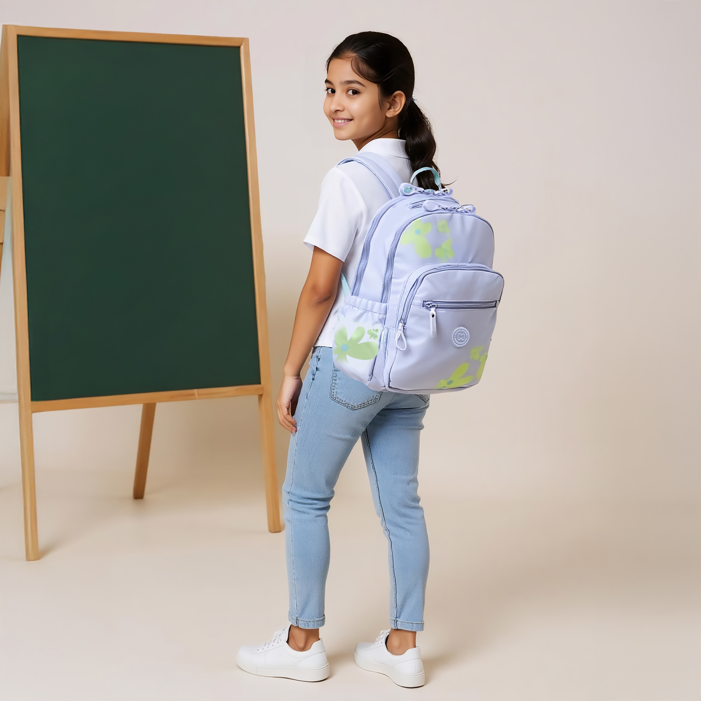 MARSHMALLOW Floral Print Backpack with Adjustable Straps and Zip Closure - 33x43x16 cms-promo_LS20_OMN-image-2