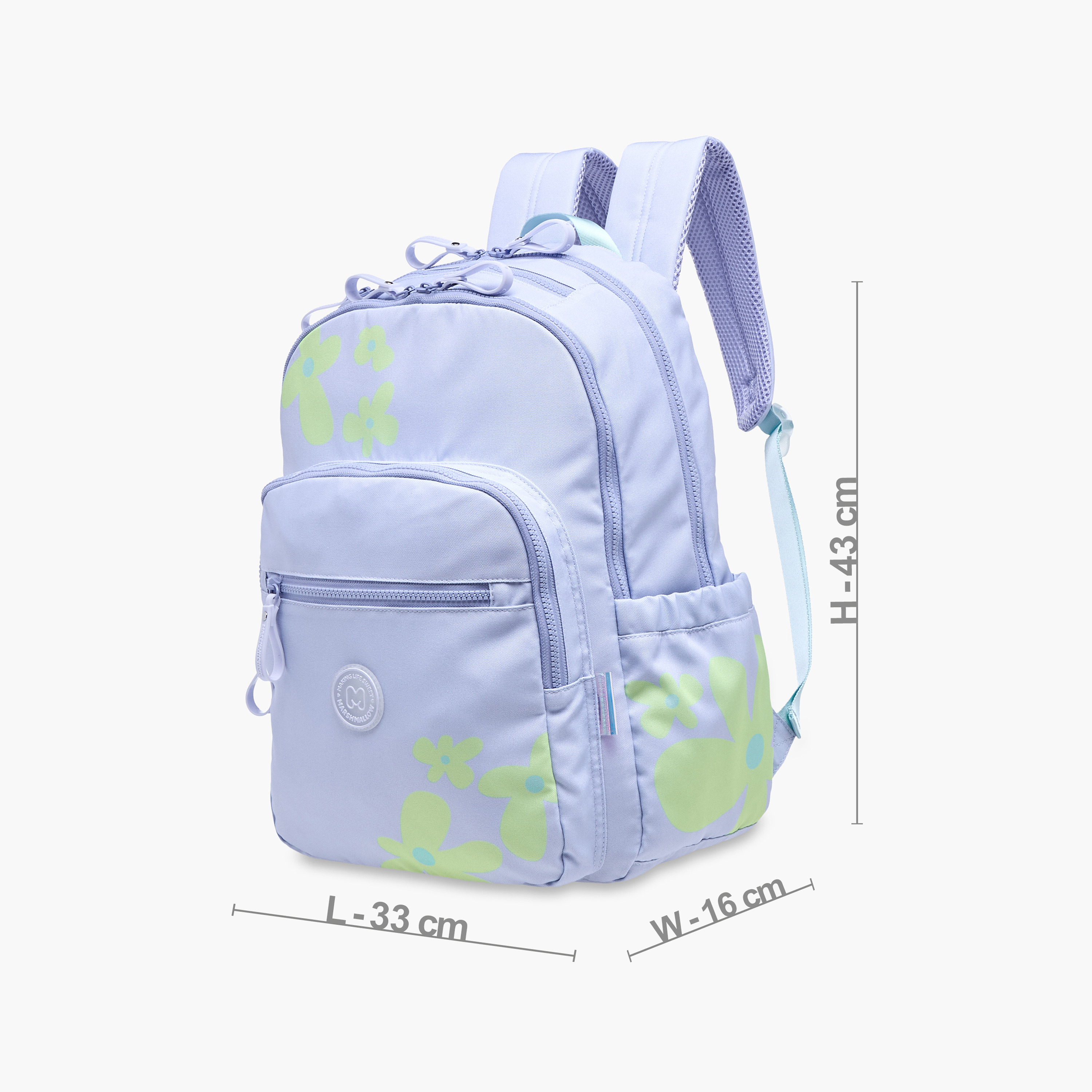 MARSHMALLOW Floral Print Backpack with Adjustable Straps and Zip Closure - 33x43x16 cms-promo_LS20_OMN-image-4
