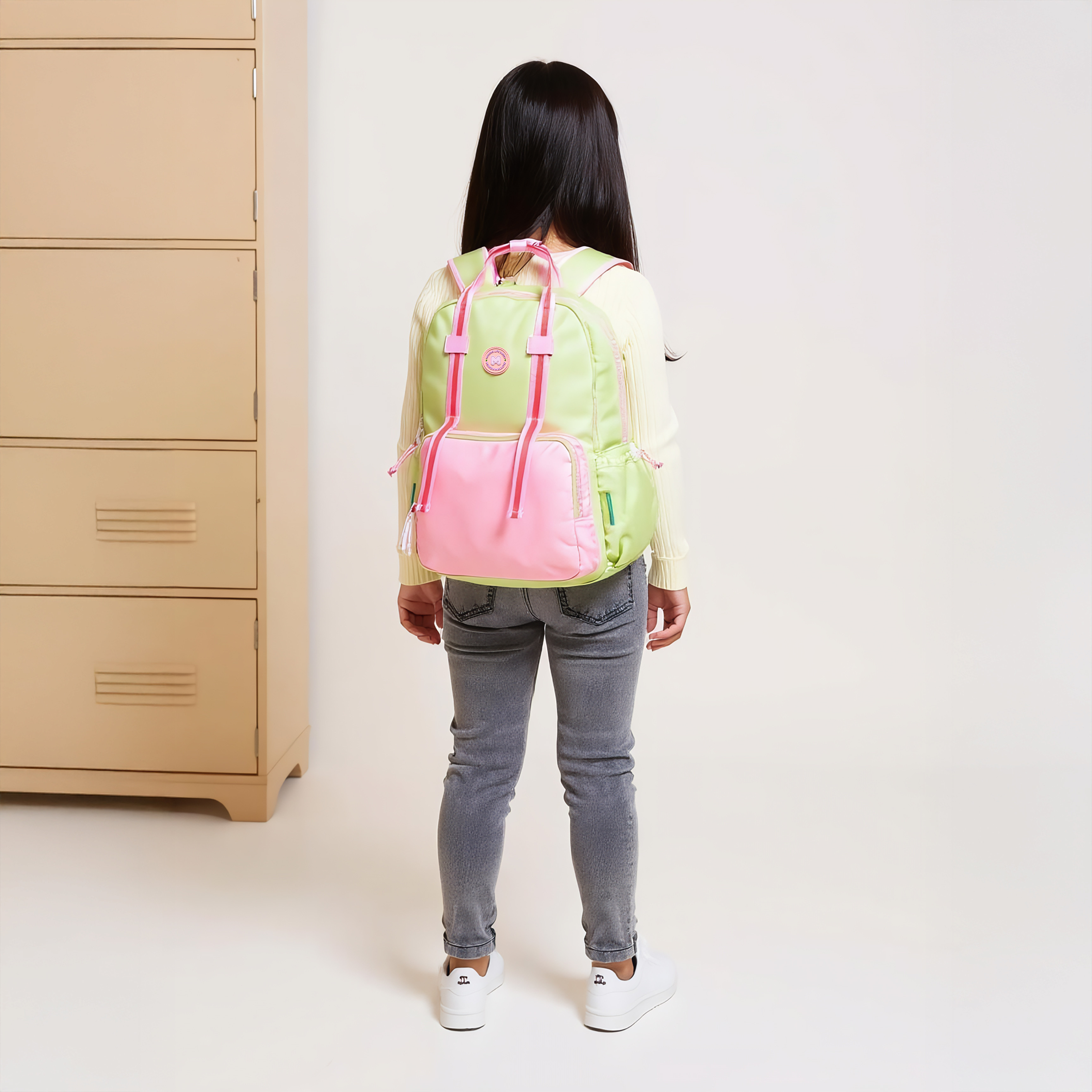 MARSHMALLOW Fresky Slogan Applique Backpack with Adjustable Straps - 33x43x16 cms-school-bagsandbackpacks-backpacks-image-3