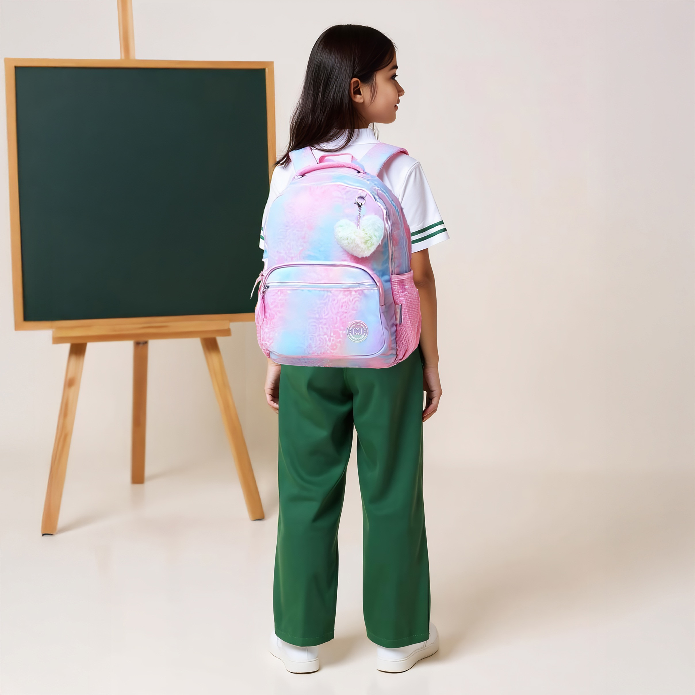 MARSHMALLOW Iris Printed Backpack with Adjustable Straps and Zip Closure - 33x43x16 cms-promo_LS20_OMN-image-3