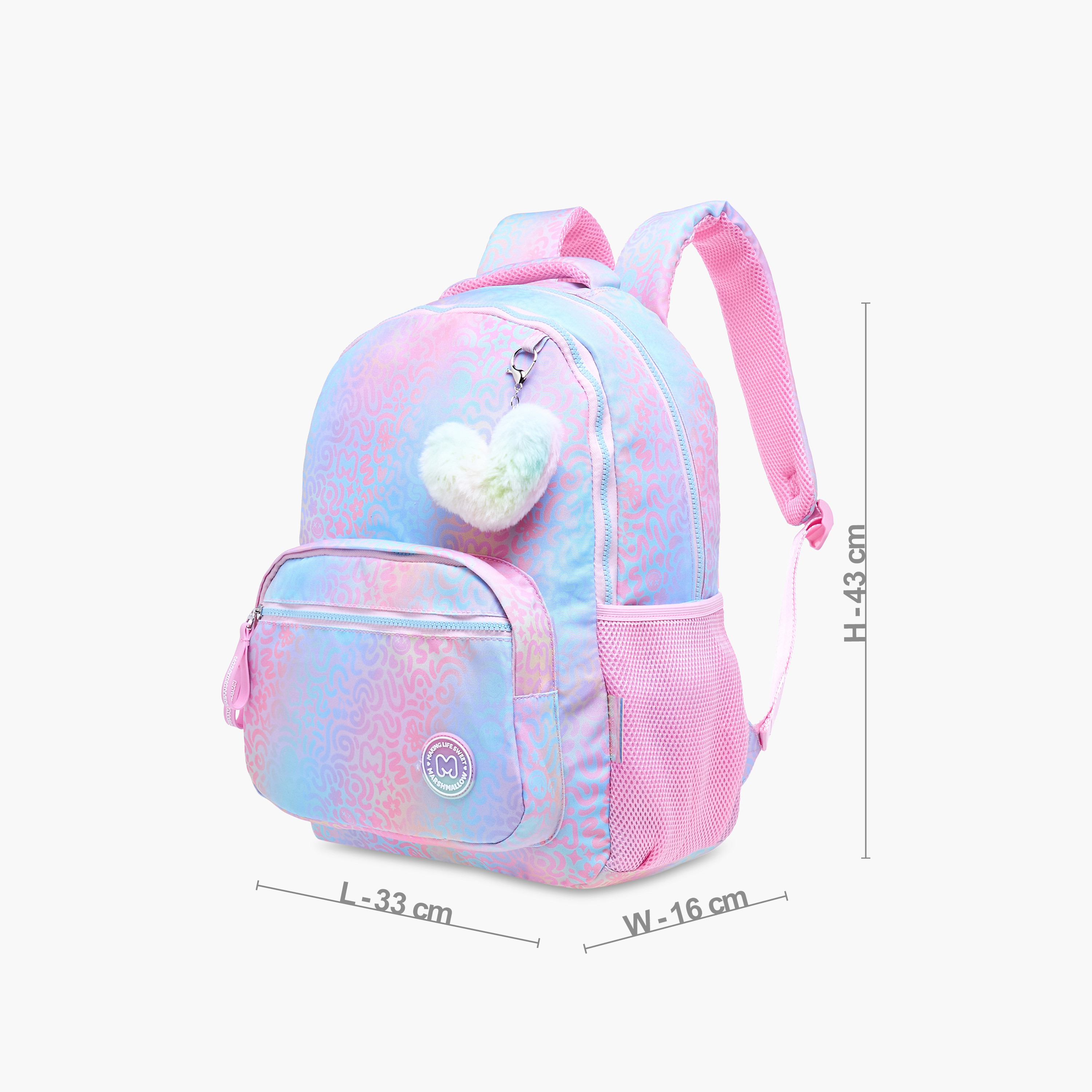 MARSHMALLOW Iris Printed Backpack with Adjustable Straps and Zip Closure - 33x43x16 cms-promo_LS20_OMN-image-4