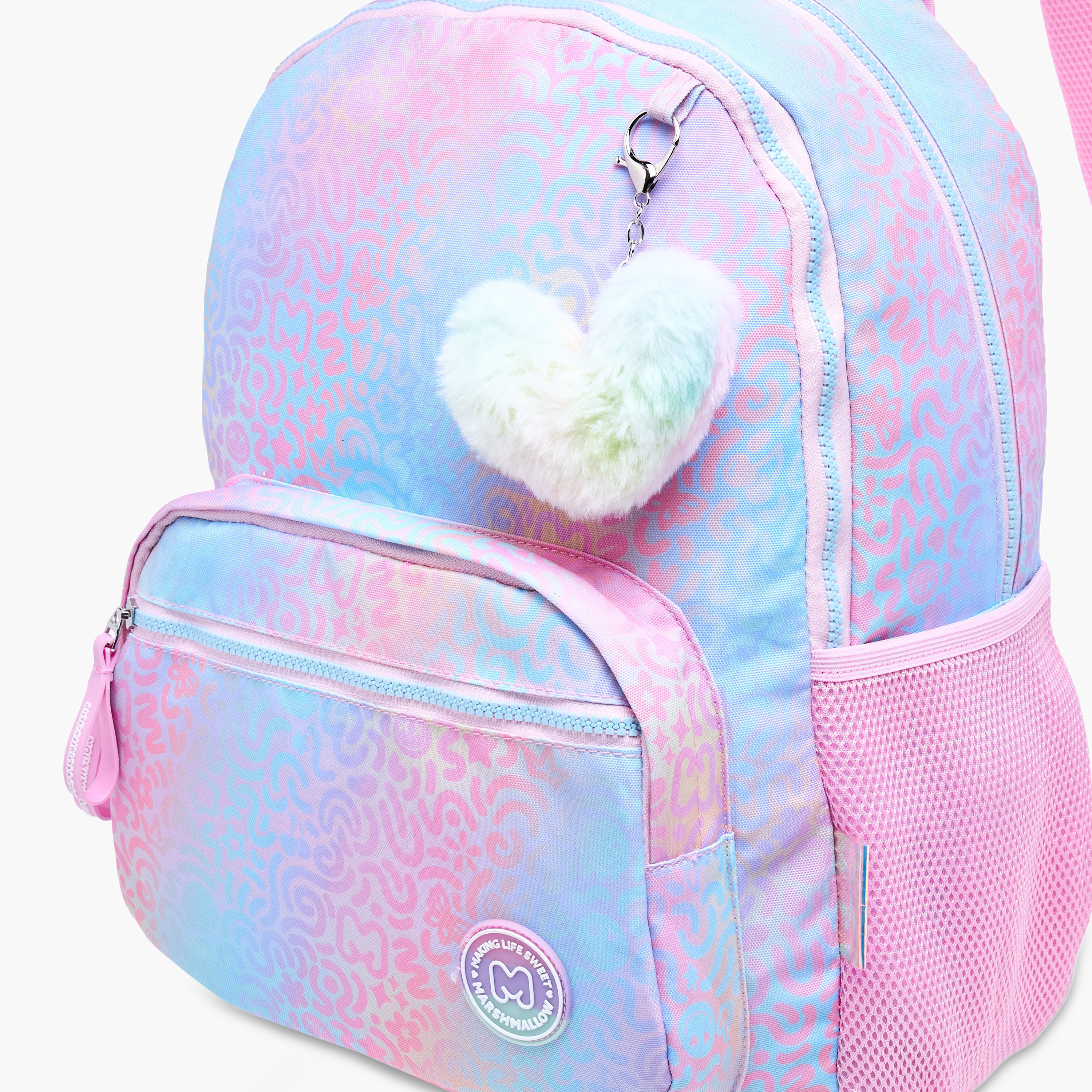 MARSHMALLOW Iris Printed Backpack with Adjustable Straps and Zip Closure - 33x43x16 cms-promo_LS20_OMN-image-9