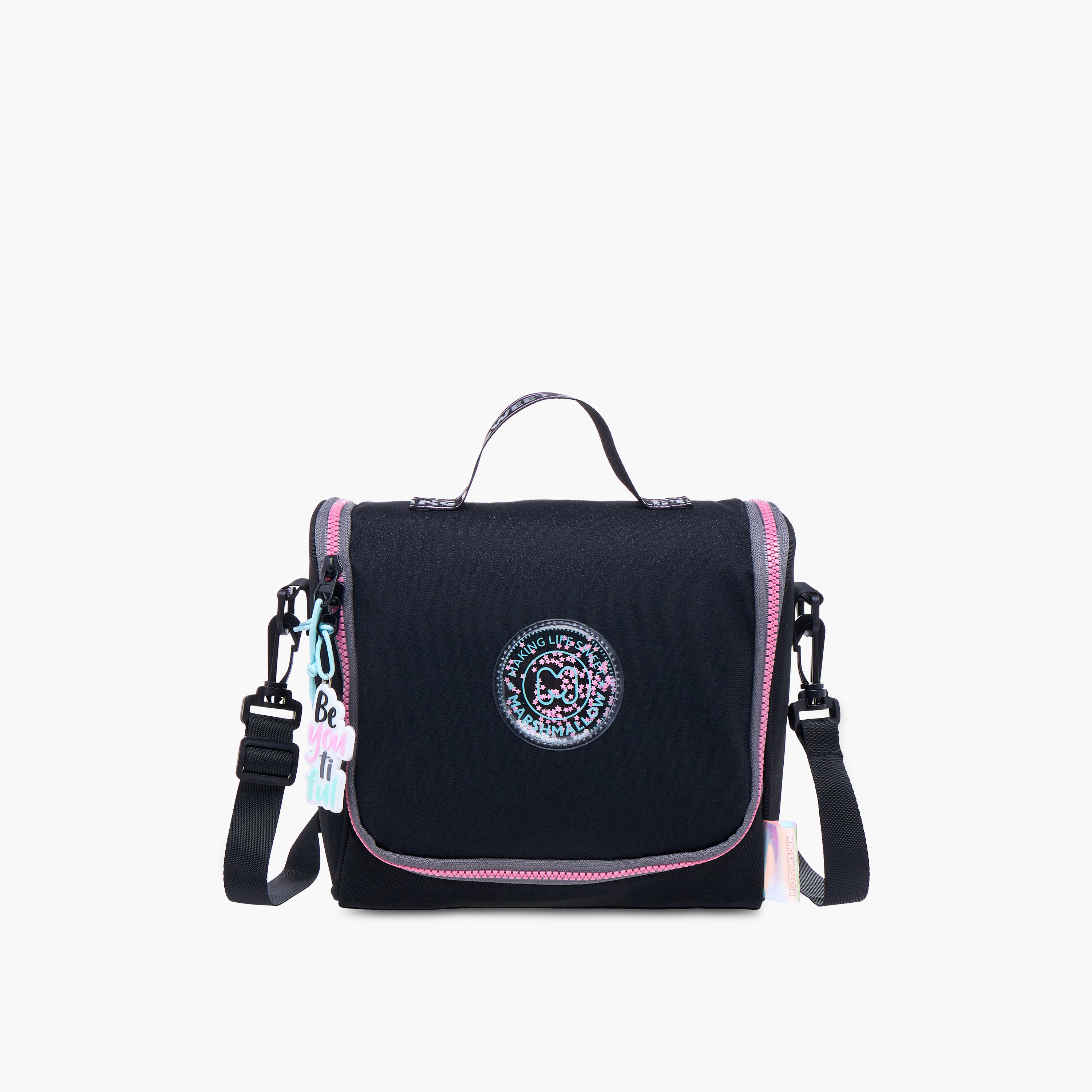 MARSHMALLOW Stellar Slogan Applique Lunch Bag with Zip Closure-school-lunchessentials-lunchbags-image-1
