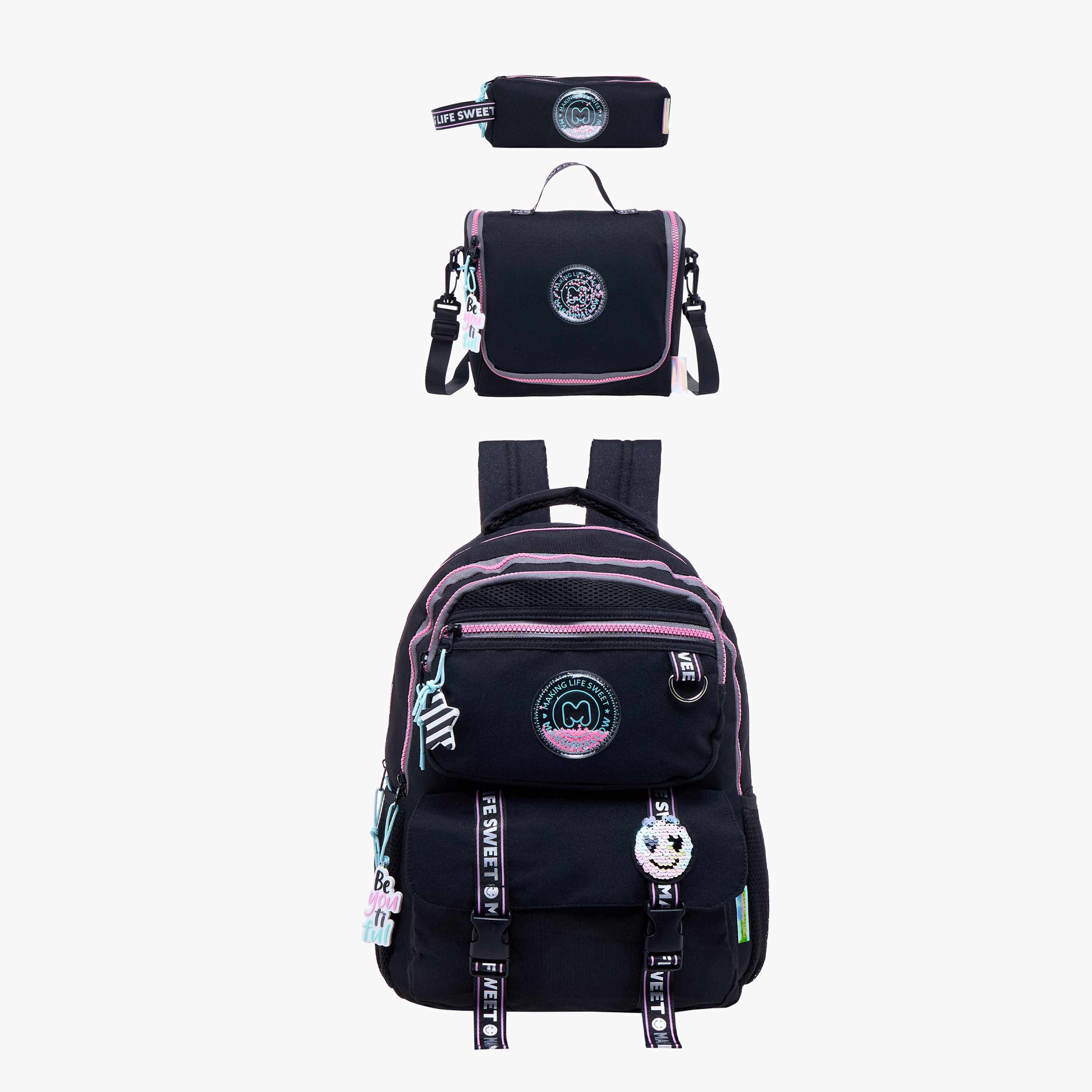 MARSHMALLOW Stellar Slogan Applique Lunch Bag with Zip Closure-school-lunchessentials-lunchbags-image-8