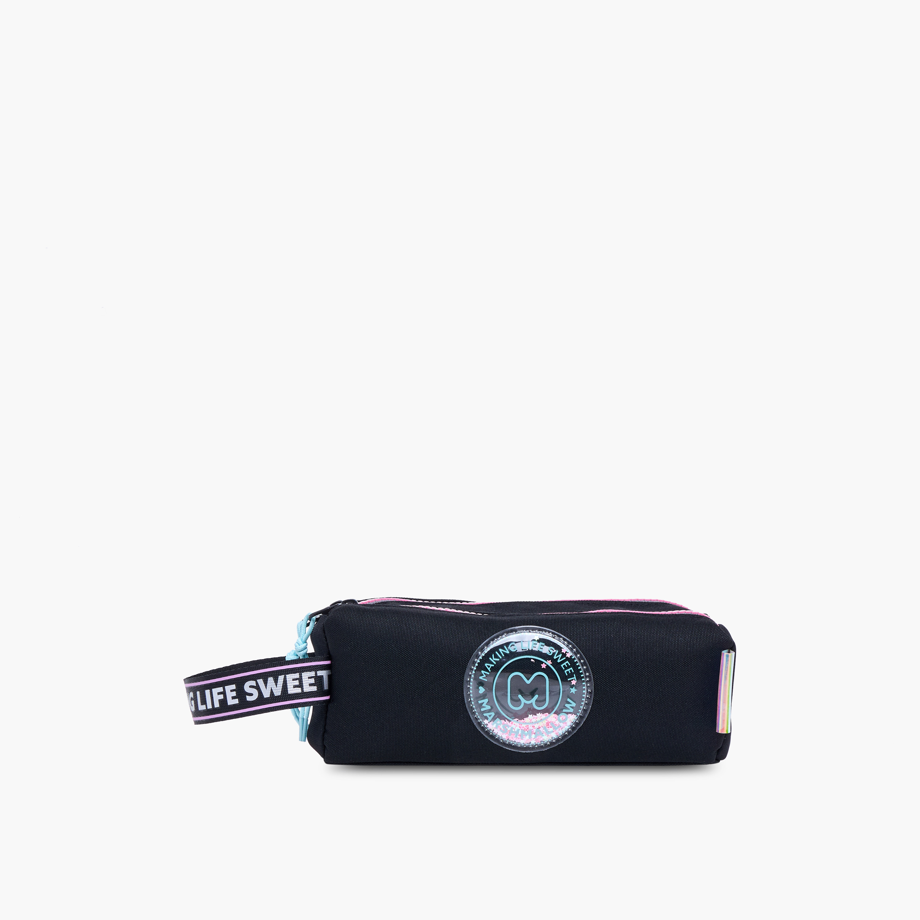 MARSHMALLOW Stellar Slogan Applique 2-Compartment Pencil Pouch with Zip Closure-school-stationery-pencilcases-image-1