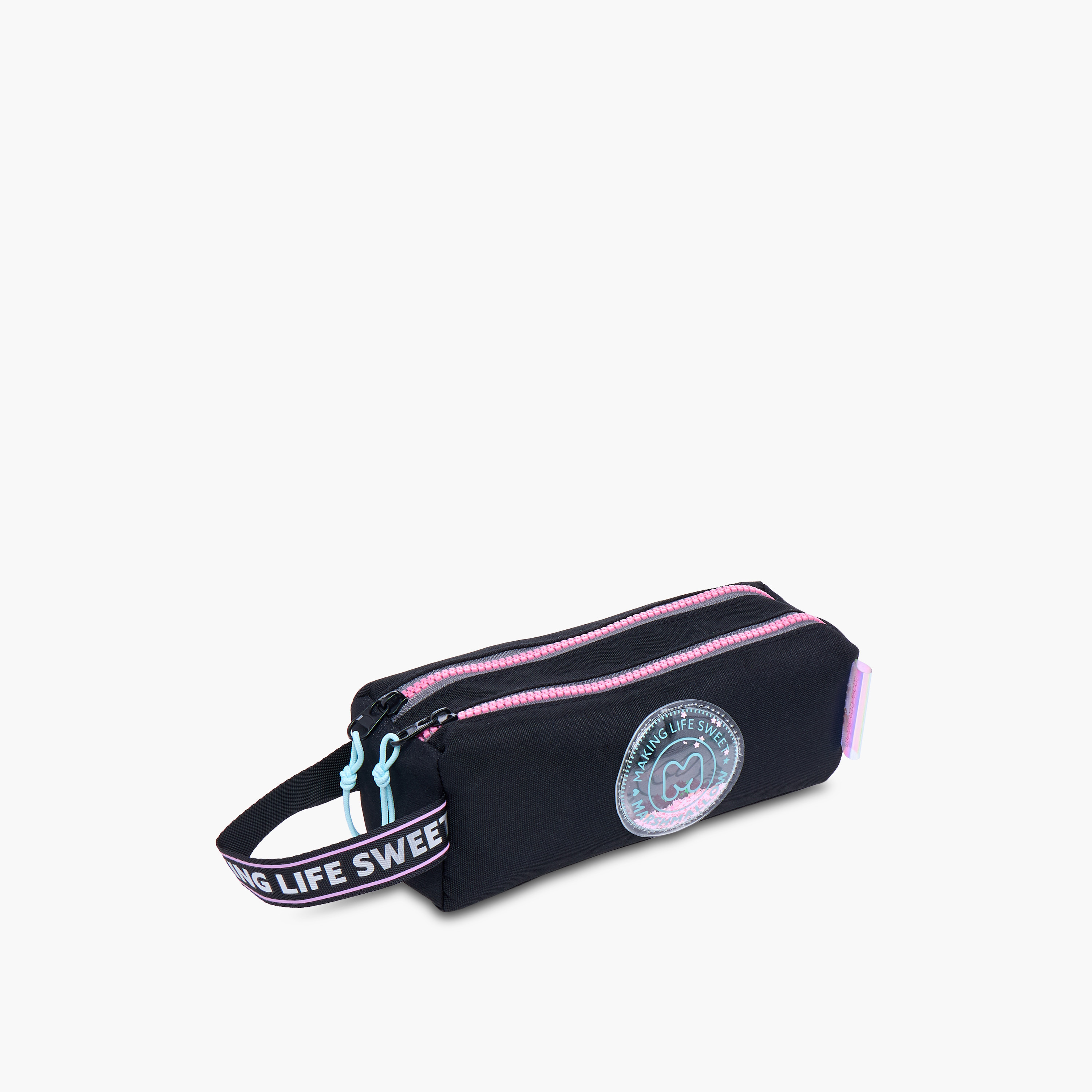 MARSHMALLOW Stellar Slogan Applique 2-Compartment Pencil Pouch with Zip Closure-school-stationery-pencilcases-image-2