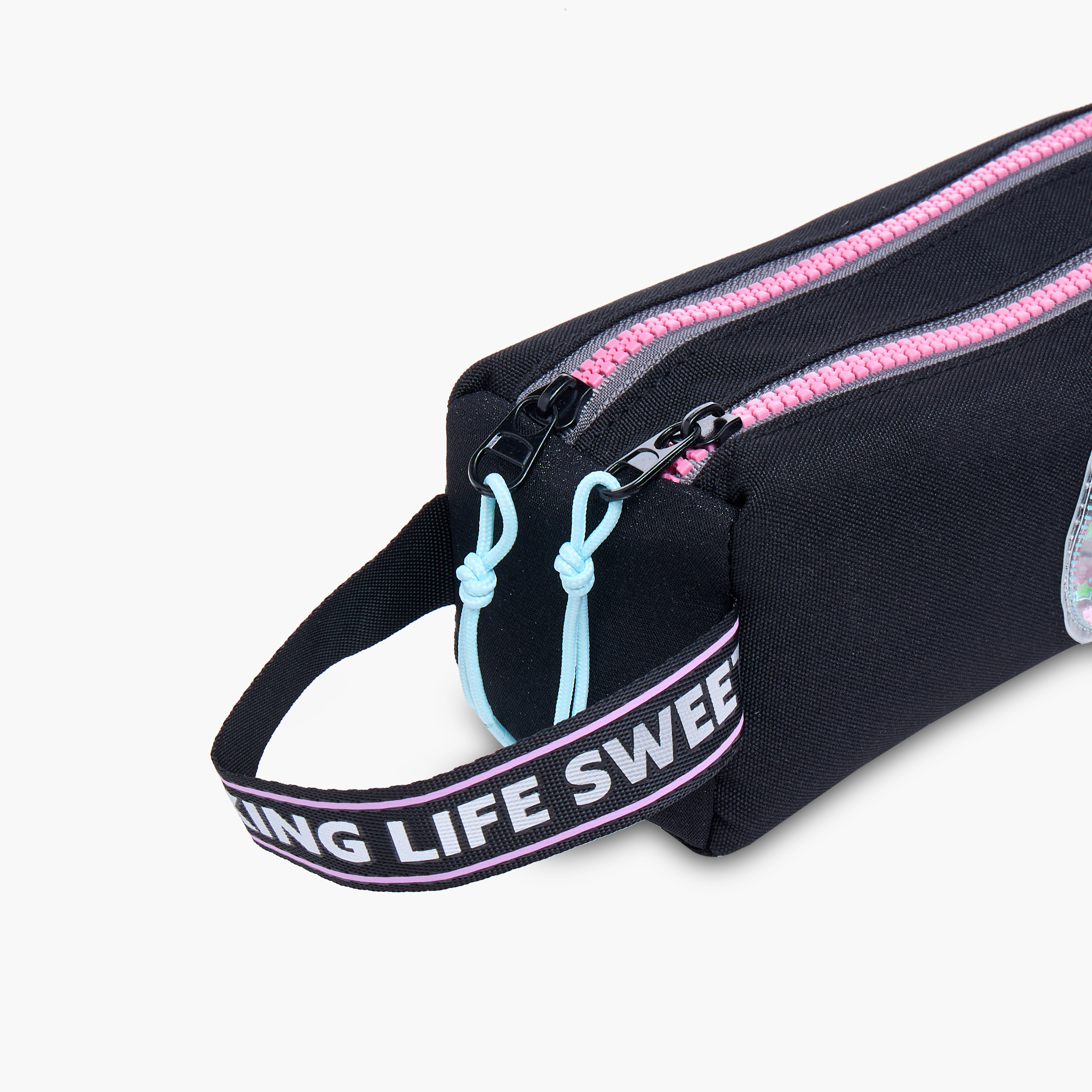 MARSHMALLOW Stellar Slogan Applique 2-Compartment Pencil Pouch with Zip Closure-school-stationery-pencilcases-image-3