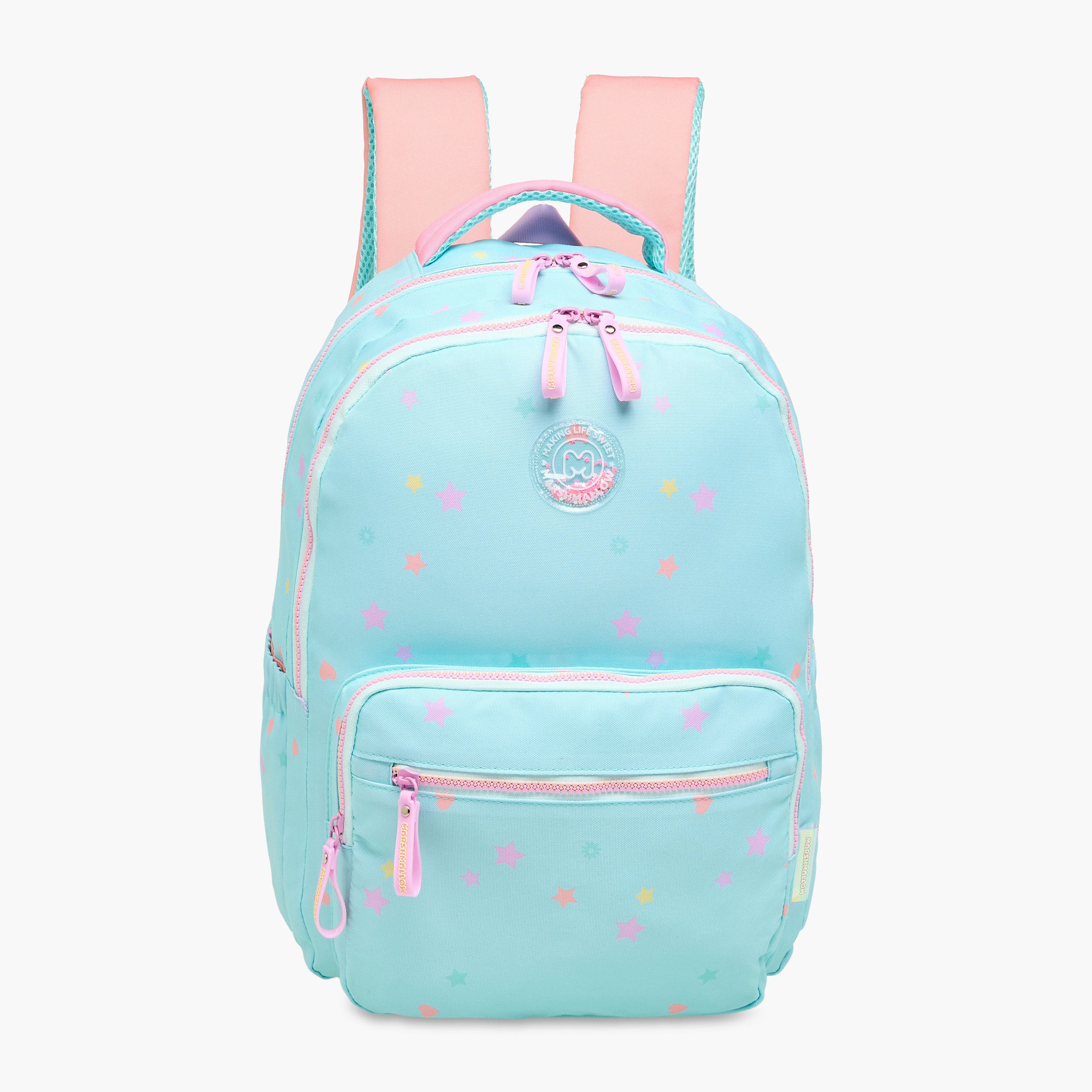 MARSHMALLOW All-Over Star Print Backpack with Adjustable Straps and Zip Closure - 33x43x16 cms-school-bagsandbackpacks-backpacks-image-1
