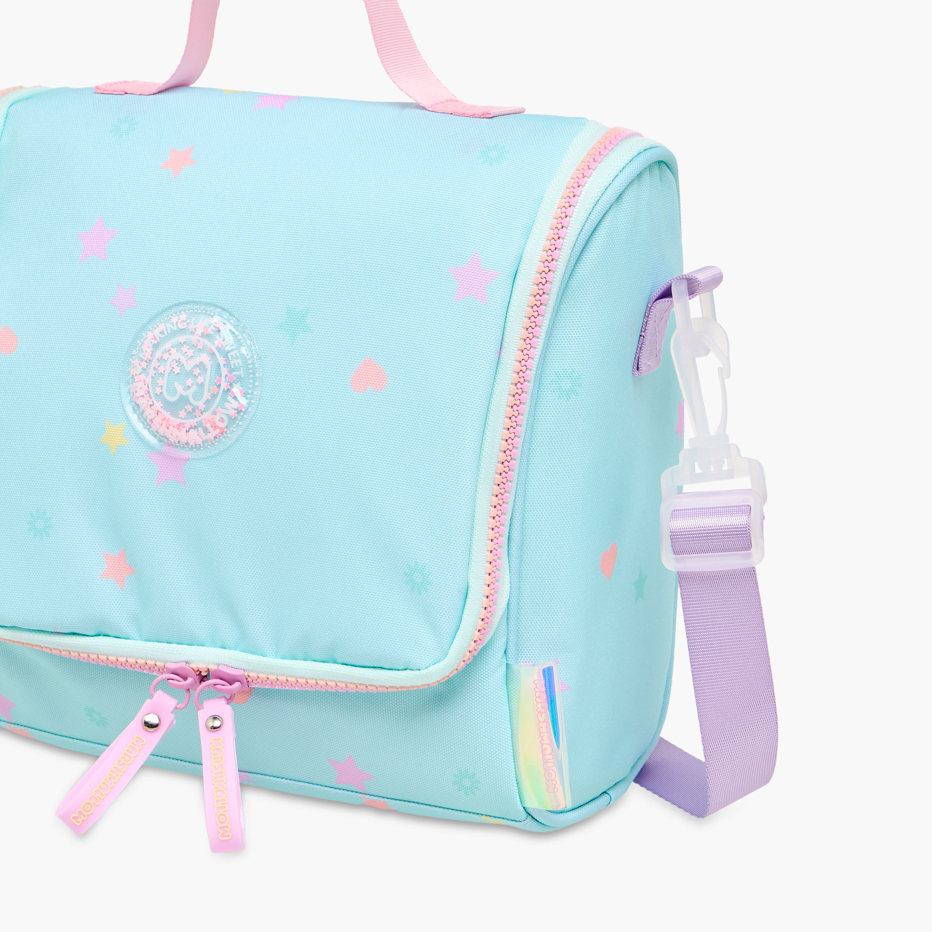 MARSHMALLOW Stardust Logo Applique Lunch Bag with Zip Closure-school-lunchessentials-lunchbags-image-5