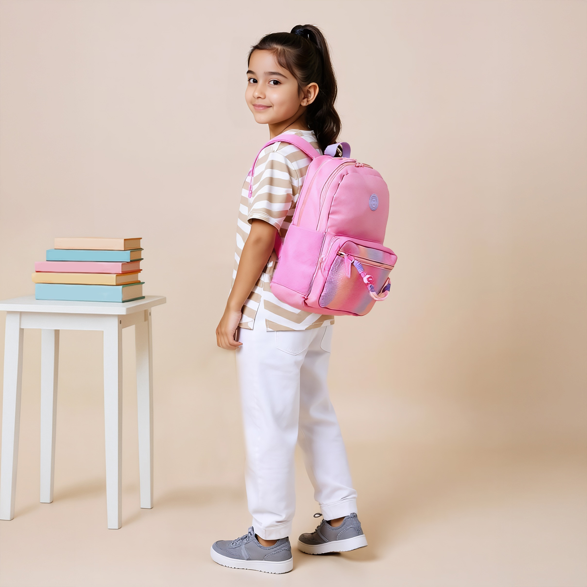 MARSHMALLOW Ombre Backpack with Adjustable Shoulder Straps and Zip Closure - 33x43x16 cm-promo_LS20_OMN-image-2
