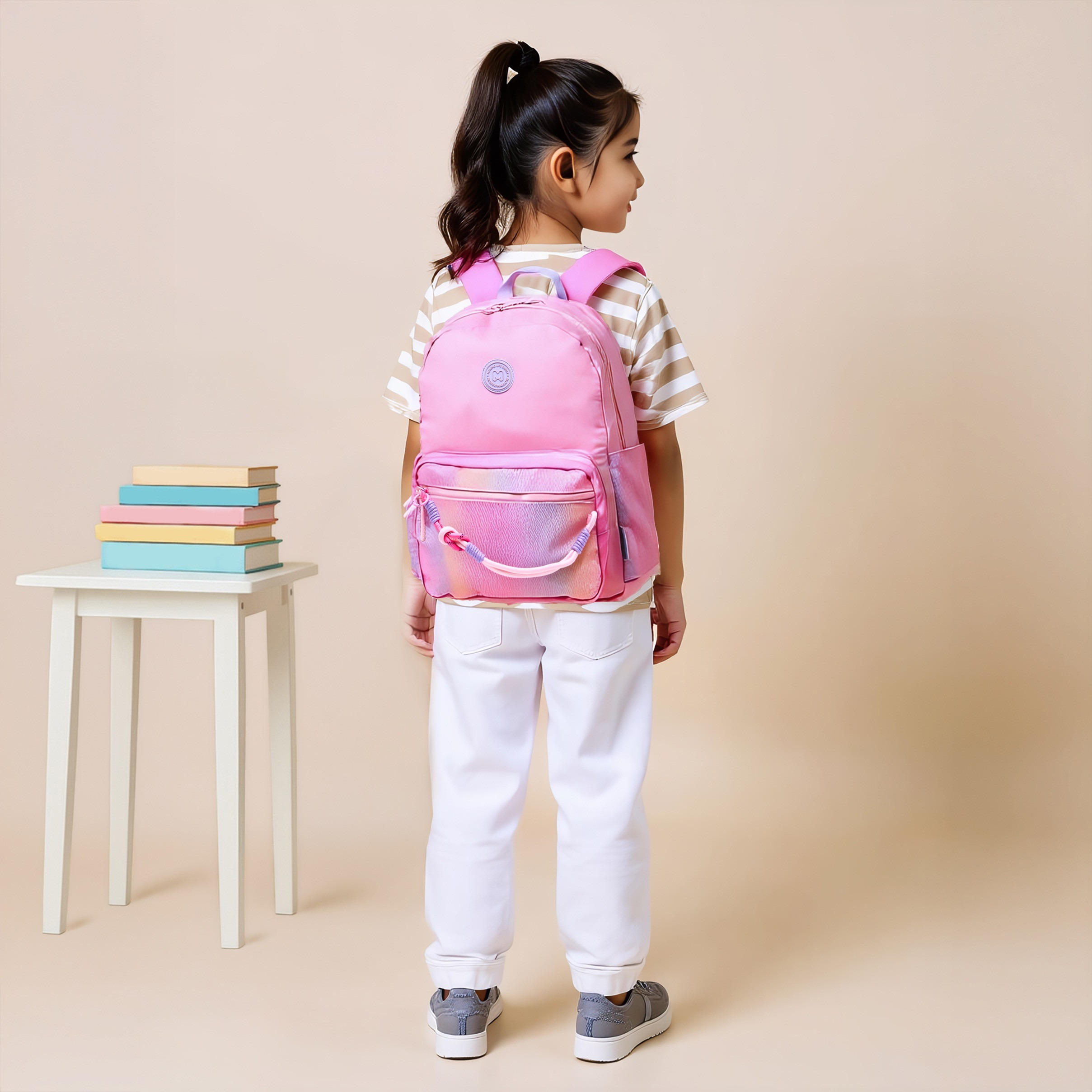 MARSHMALLOW Ombre Backpack with Adjustable Shoulder Straps and Zip Closure - 33x43x16 cm-promo_LS20_OMN-image-3