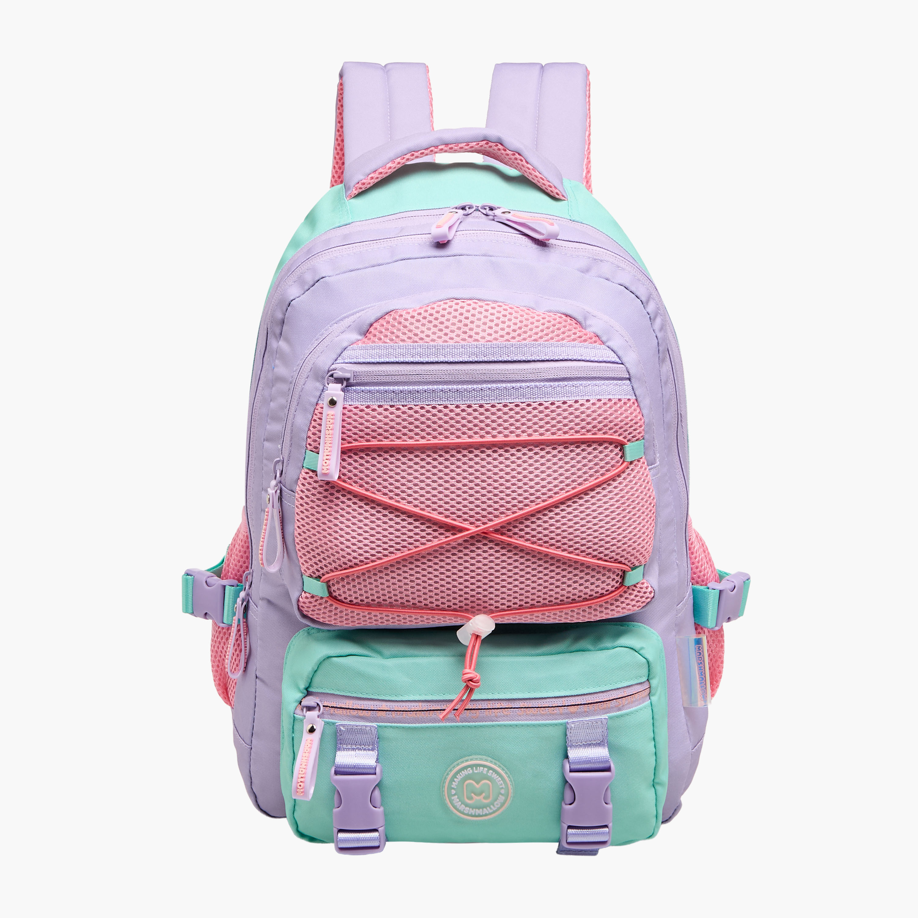 MARSHMALLOW Colourblock Backpack with Adjustable Shoulder Straps and Zip Closure - 33x43x16 cms-school-bagsandbackpacks-backpacks-image-1