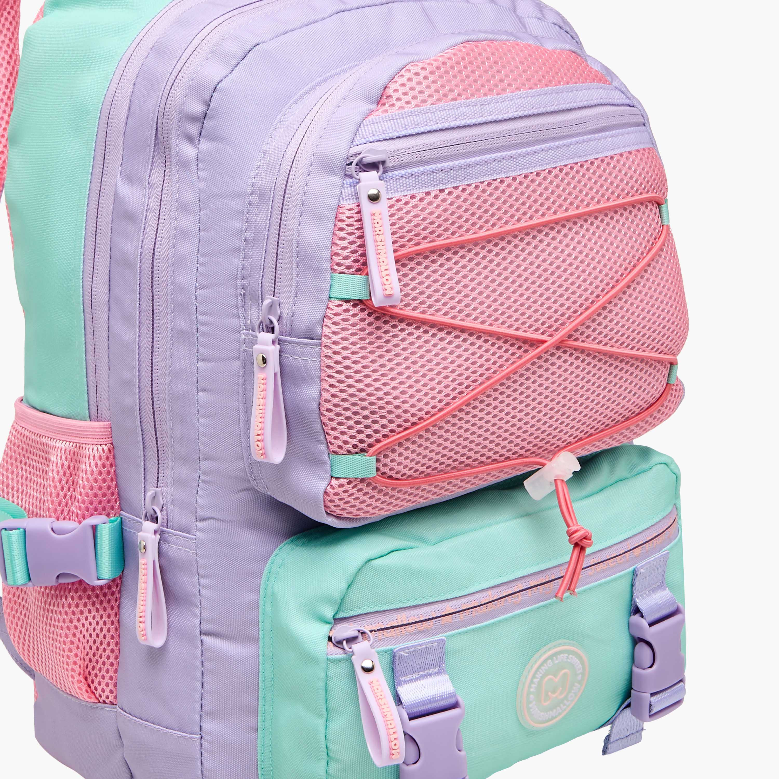 MARSHMALLOW Colourblock Backpack with Adjustable Shoulder Straps and Zip Closure - 33x43x16 cms-school-bagsandbackpacks-backpacks-image-5