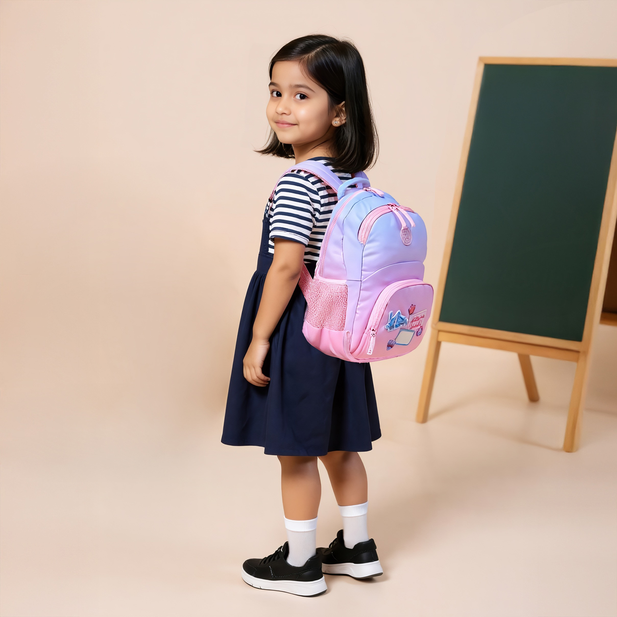 MARSHMALLOW Applique Patch Detail Backpack with Adjustable Shoulder Straps - 33x43x16 cm-promo_LS20_OMN-image-2