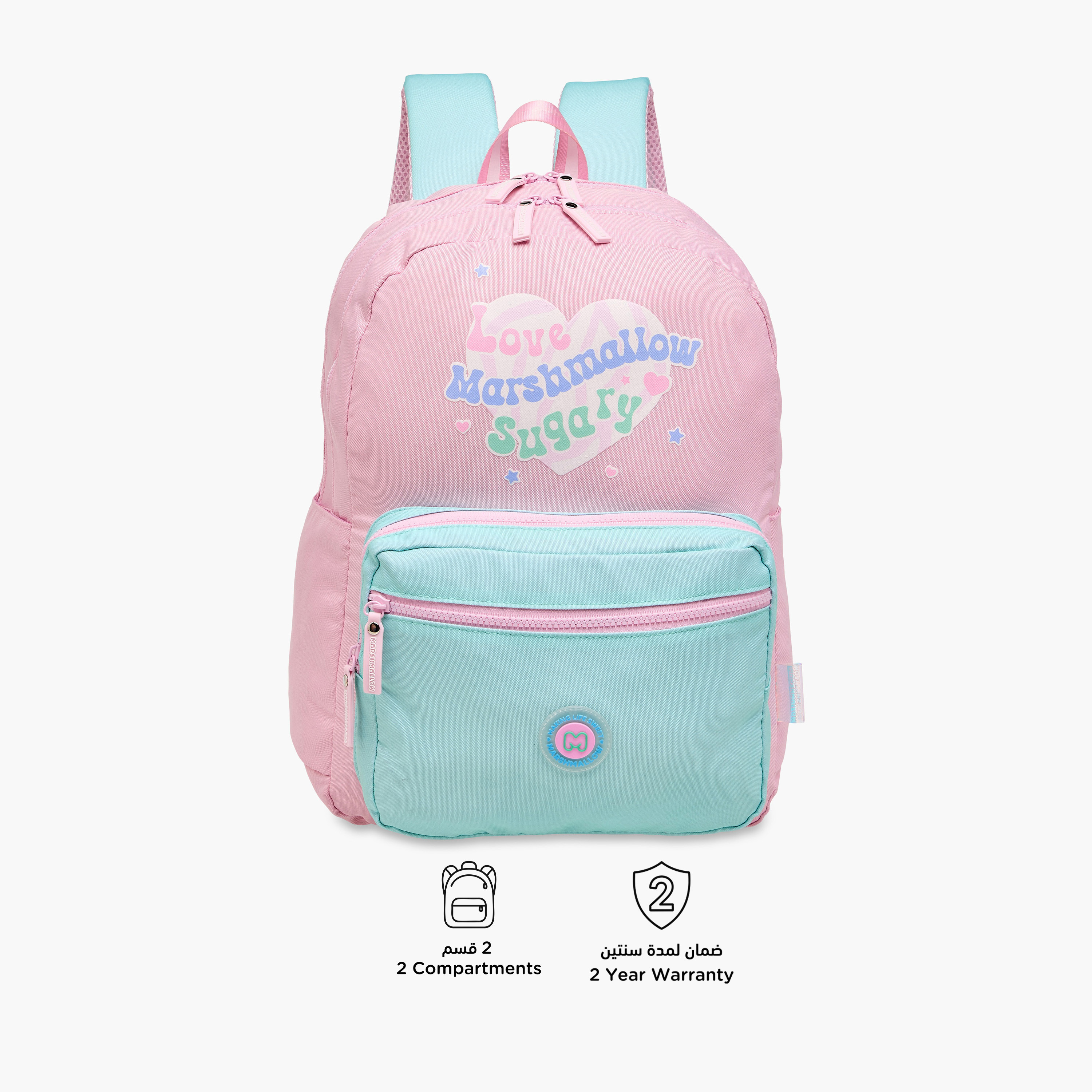 MARSHMALLOW Colourblock Backpack with Adjustable Shoulder Straps - 33x43x16 cms-promo_LS20_OMN-image-4