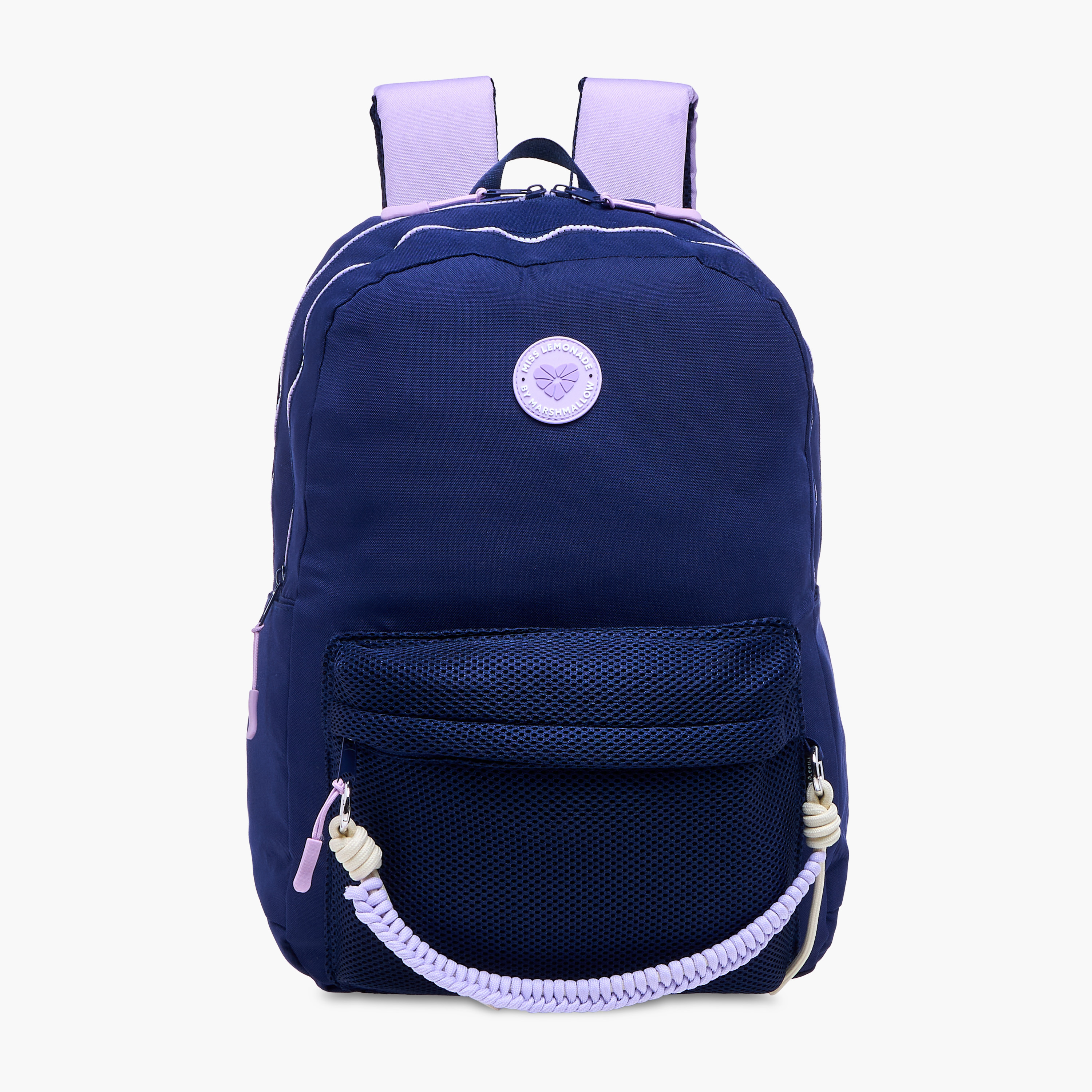 MISS LEMONADE Meshy Solid Backpack with Adjustable Straps and Zip Closure - 33x43x16 cms-school-bagsandbackpacks-backpacks-image-1