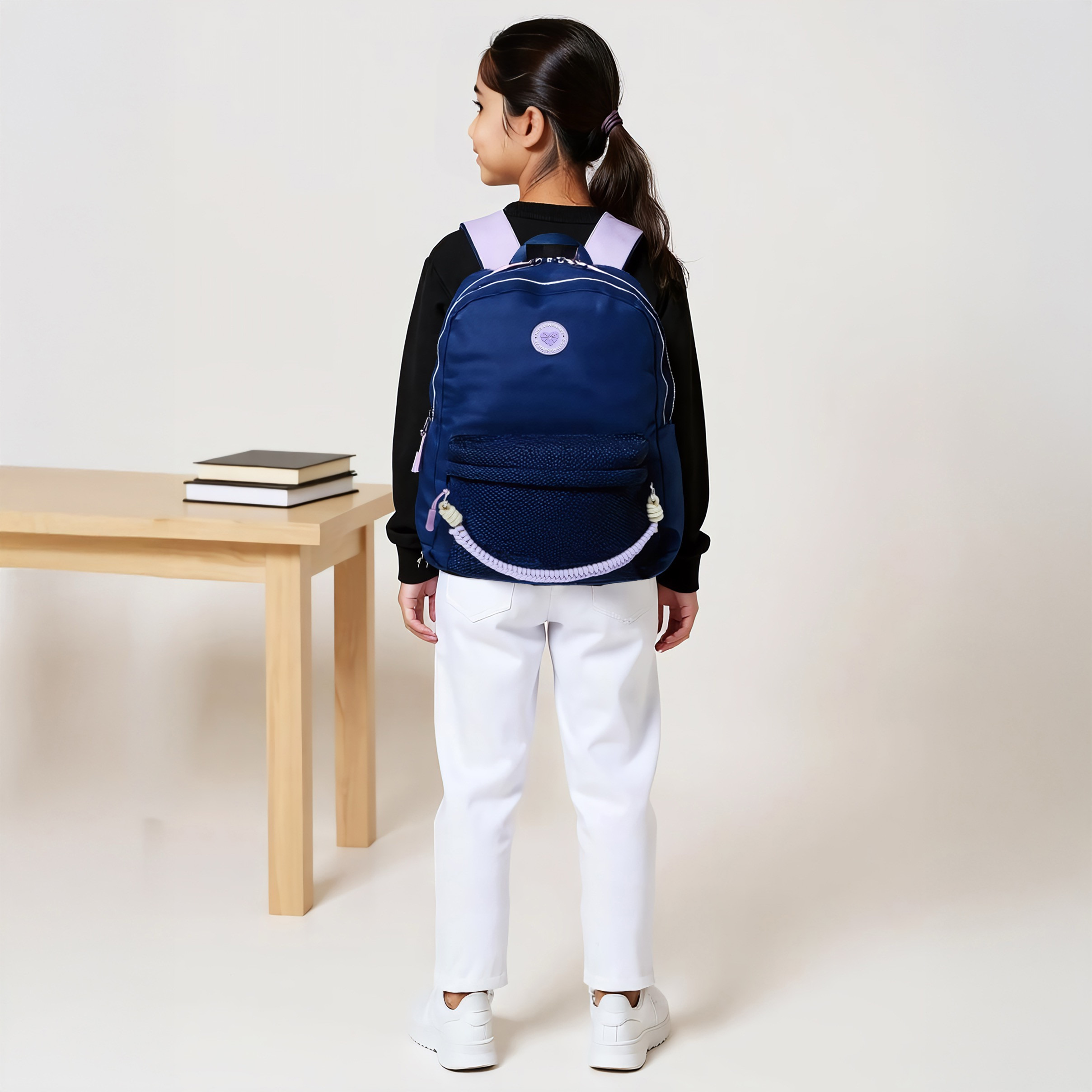 MISS LEMONADE Meshy Solid Backpack with Adjustable Straps and Zip Closure - 33x43x16 cms-school-bagsandbackpacks-backpacks-image-3