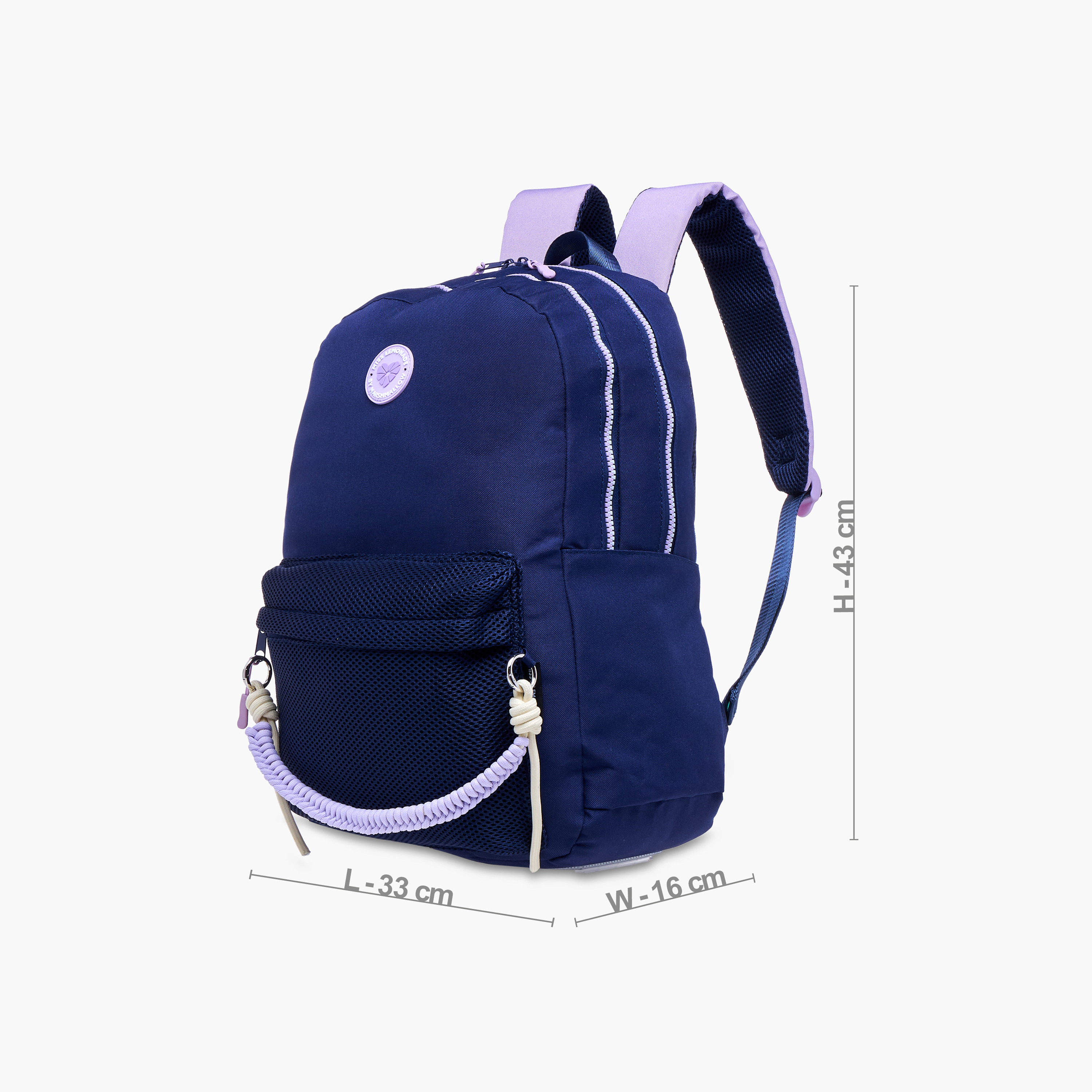 MISS LEMONADE Meshy Solid Backpack with Adjustable Straps and Zip Closure - 33x43x16 cms-school-bagsandbackpacks-backpacks-image-4
