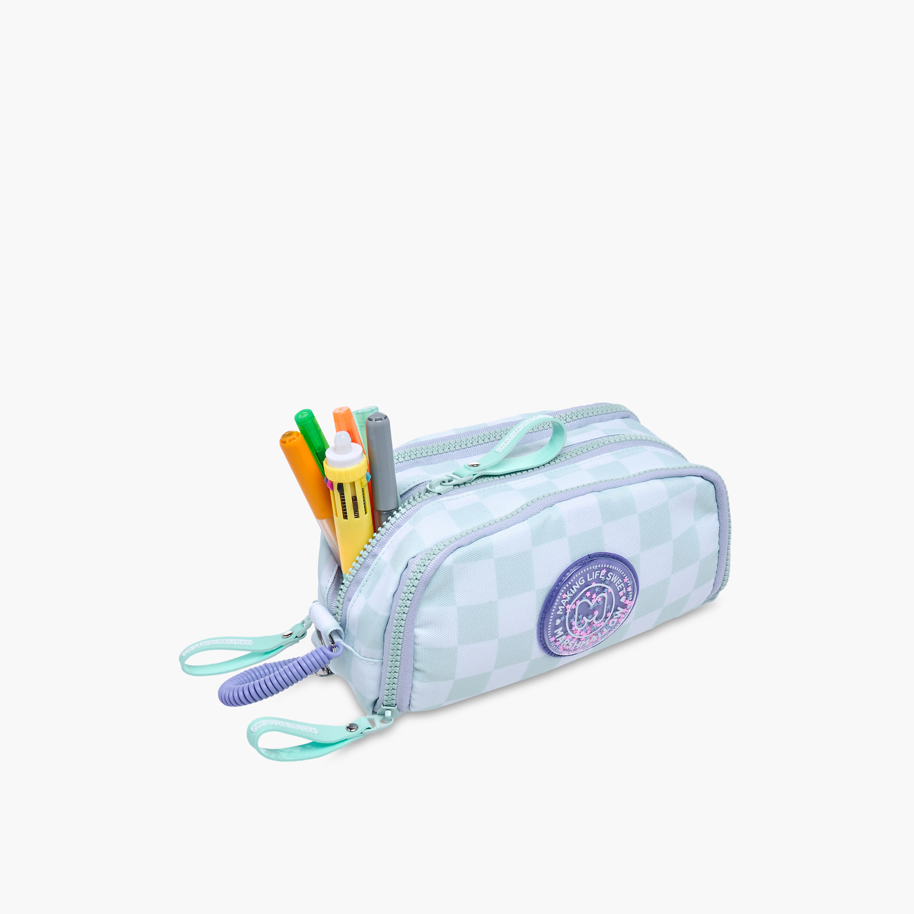 MARSHMALLOW Check It 3-Compartment Pencil Pouch with Zip Closure-school-stationery-pencilcases-image-5