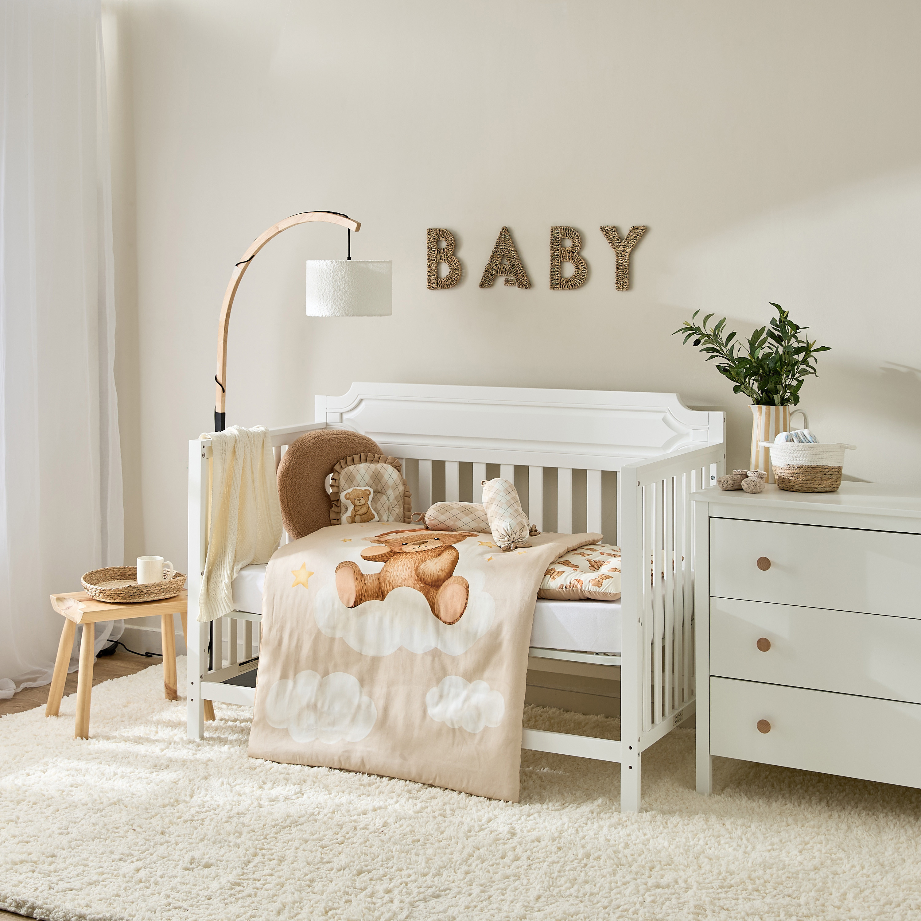 Fancy Fluff 6-Piece Teddy Bear Print Organic Bedding Set - 58x84 cm-baby-nursery-babybedding-image-12