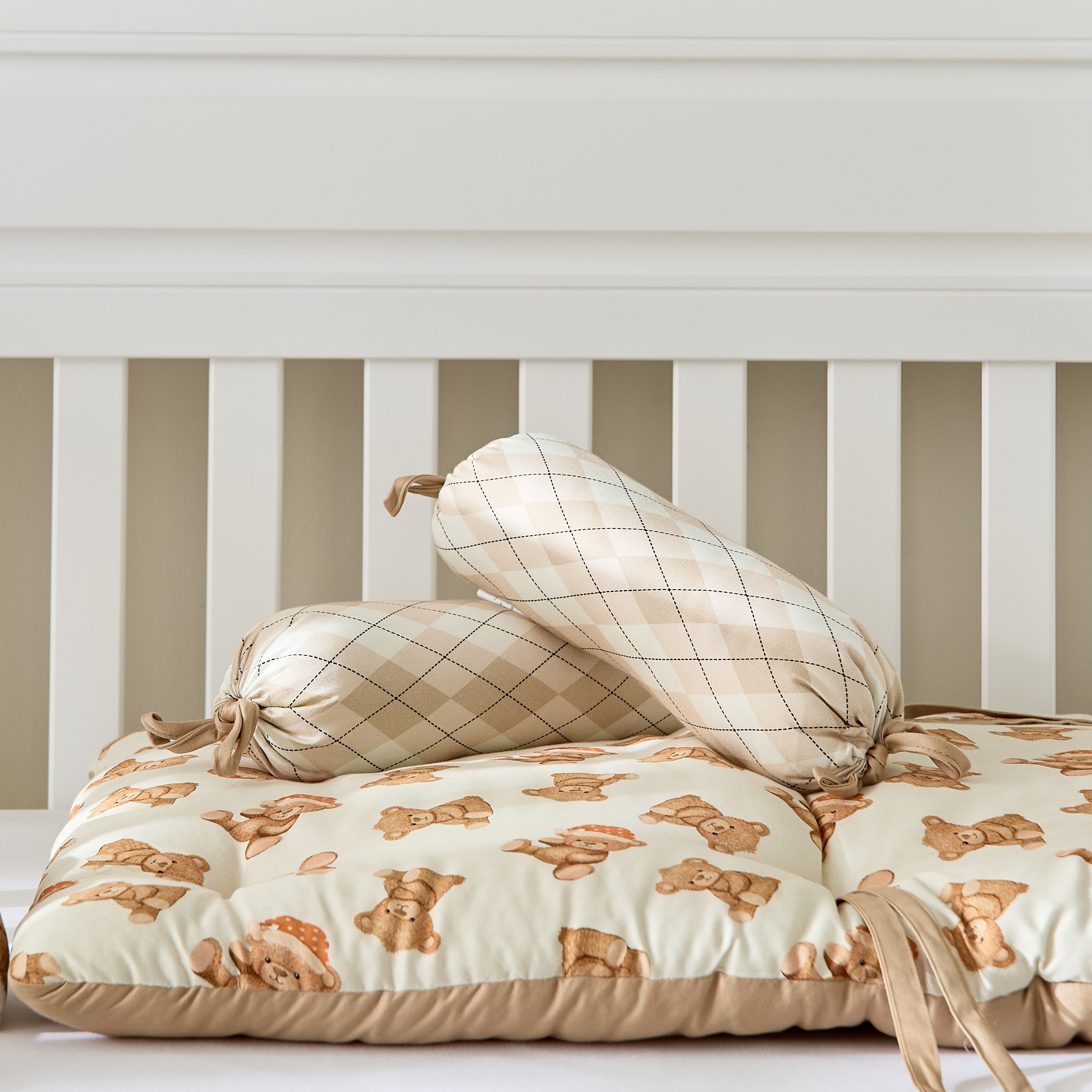 طقم مفروشات سرير عضوي بطبعات دب تيدي من فلانسي فلاف - 6 قطع - 58x84 سم-baby-nursery-babybedding-image-5