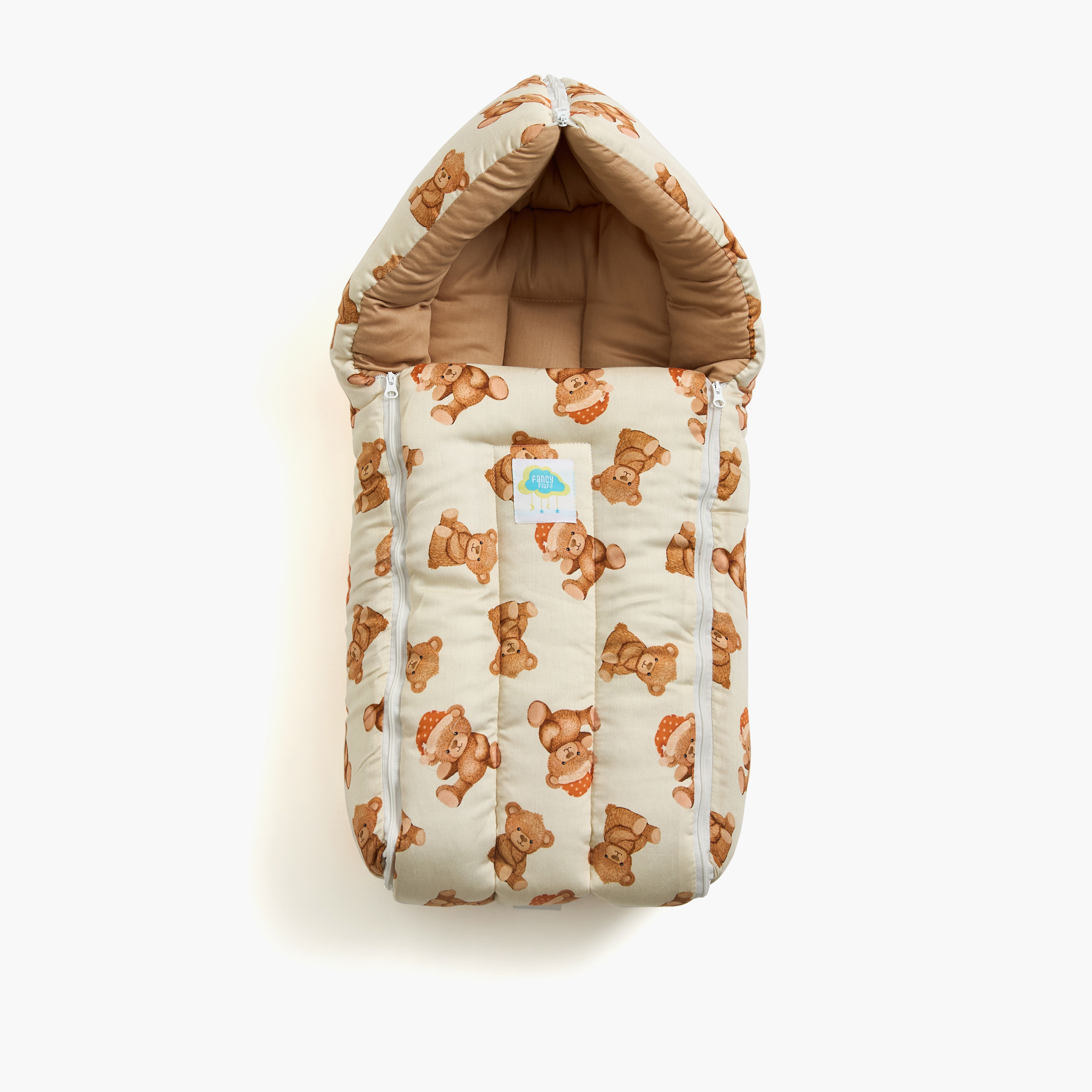 Fancy Fluff All-Over Teddy Bear Print Baby Nest - 66x30x22 cm-baby-nursery-blanketsandswaddles-swaddlesandsleepingbags-image-1