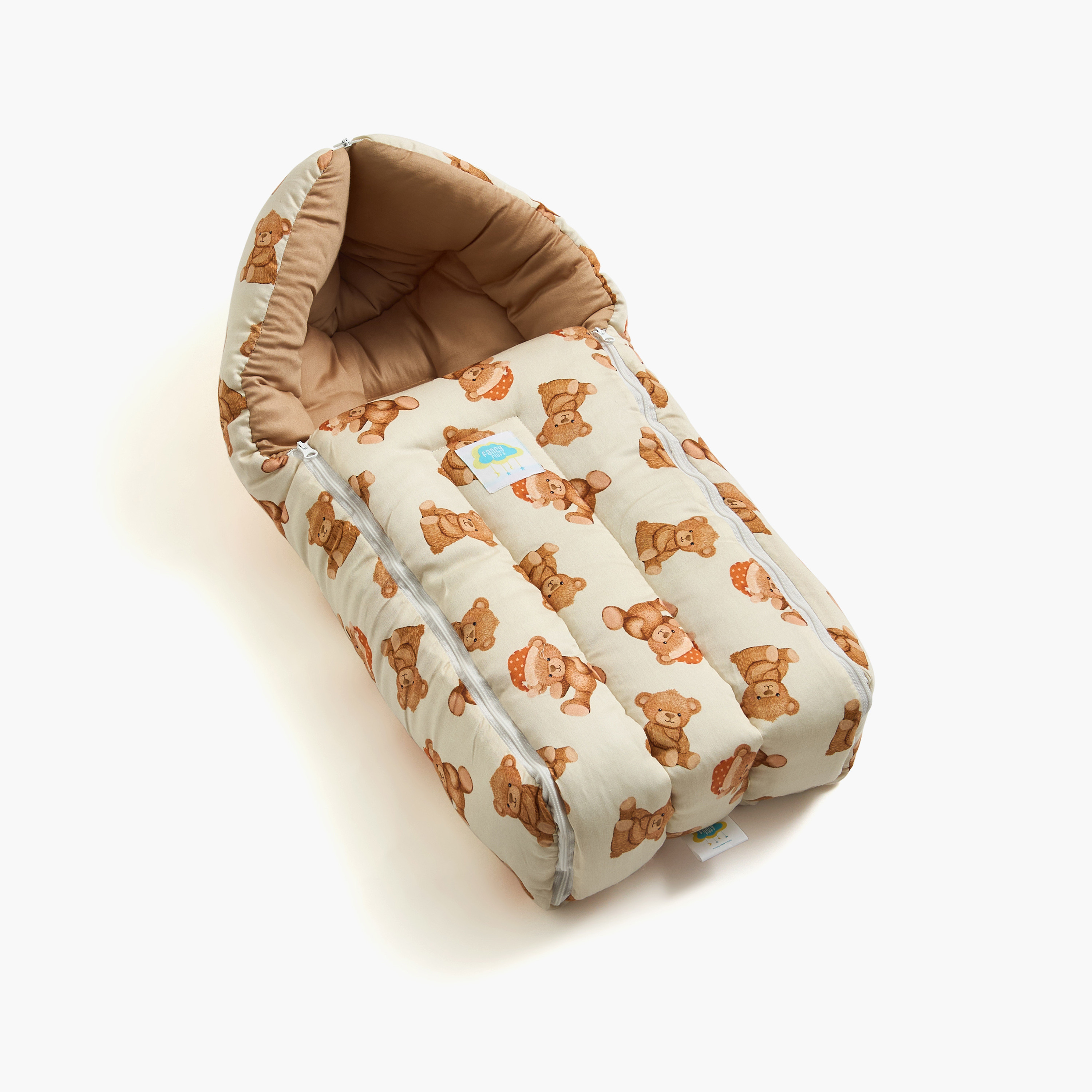 Fancy Fluff All-Over Teddy Bear Print Baby Nest - 66x30x22 cm-baby-nursery-blanketsandswaddles-swaddlesandsleepingbags-image-3