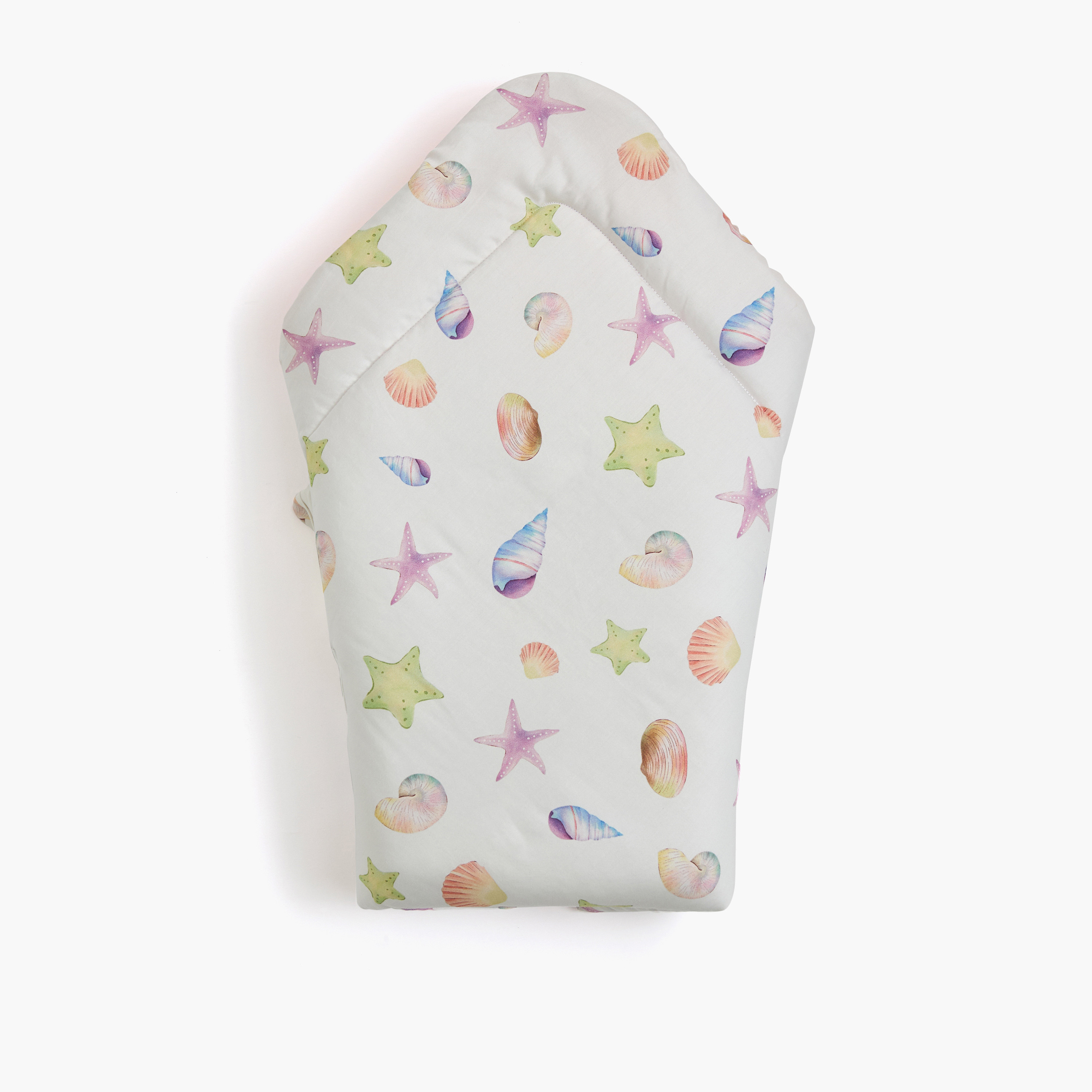Fancy Fluff All-Over Seashell Print Swaddle Wrap with Tie-Ups - 71x71 cm-baby-nursery-blanketsandswaddles-swaddlesandsleepingbags-image-3