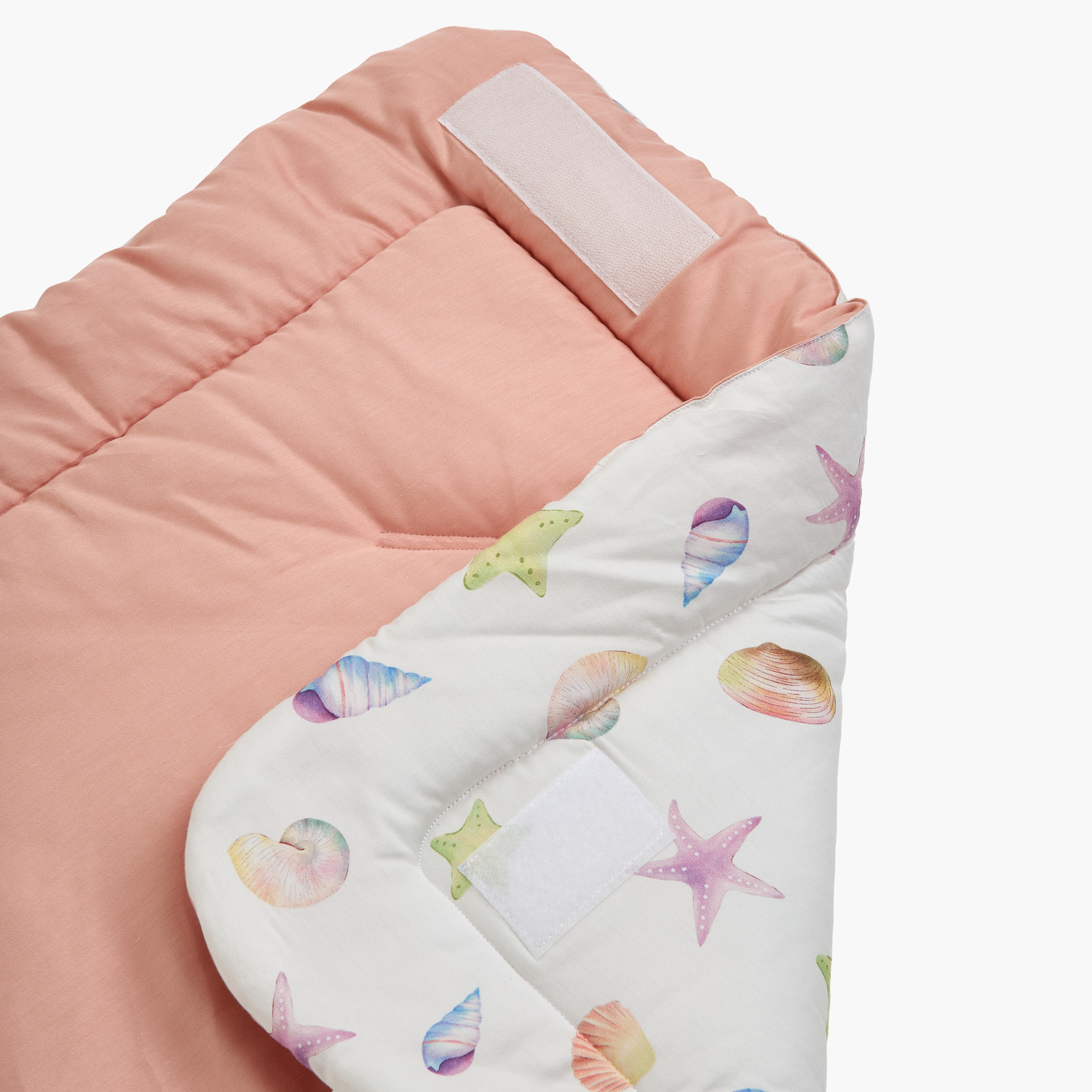 Fancy Fluff All-Over Seashell Print Swaddle Wrap with Tie-Ups - 71x71 cm-baby-nursery-blanketsandswaddles-swaddlesandsleepingbags-image-5